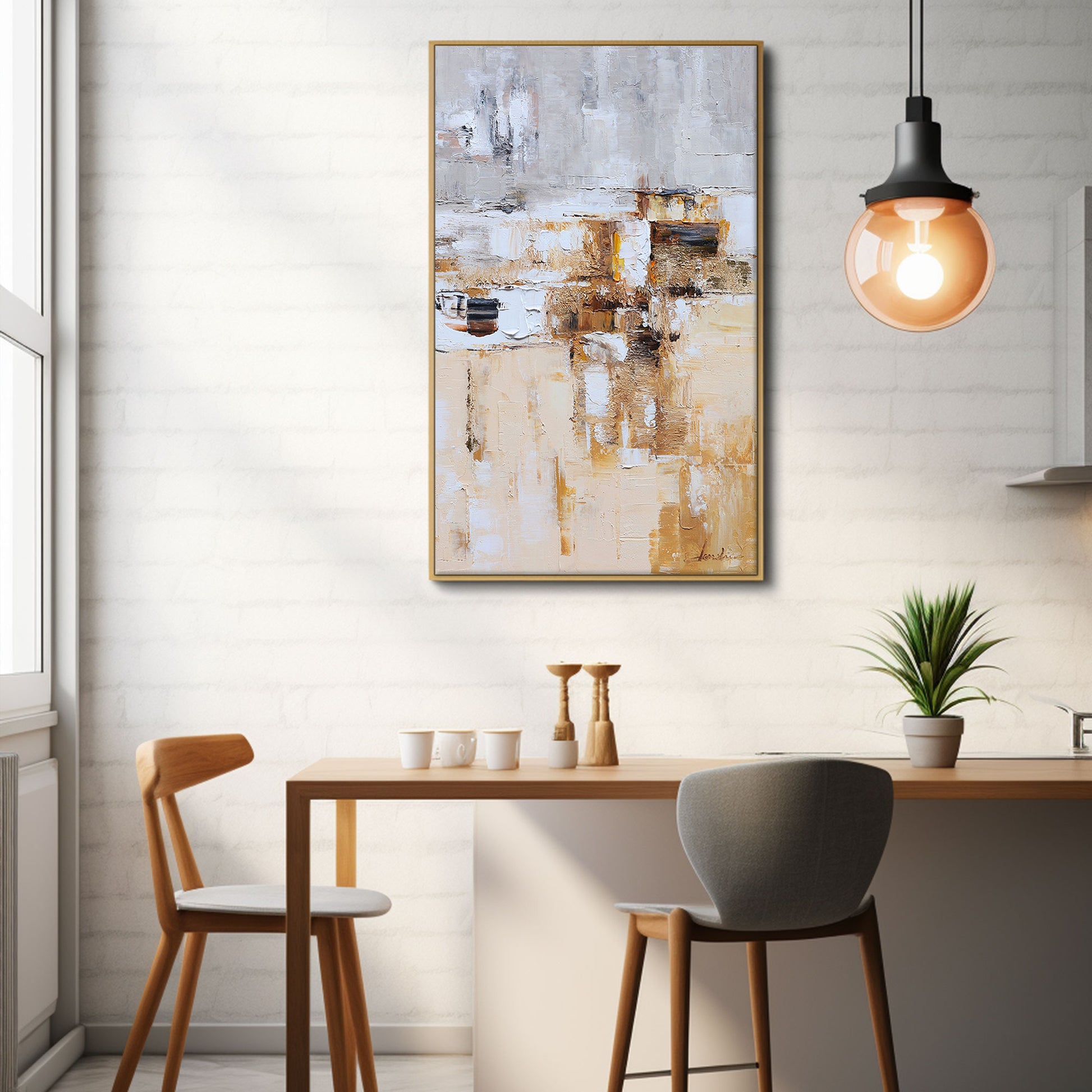 Brown And Beige Wall Art | Modern Abstract Painting | Handmade Paintings For Living Room #DF032