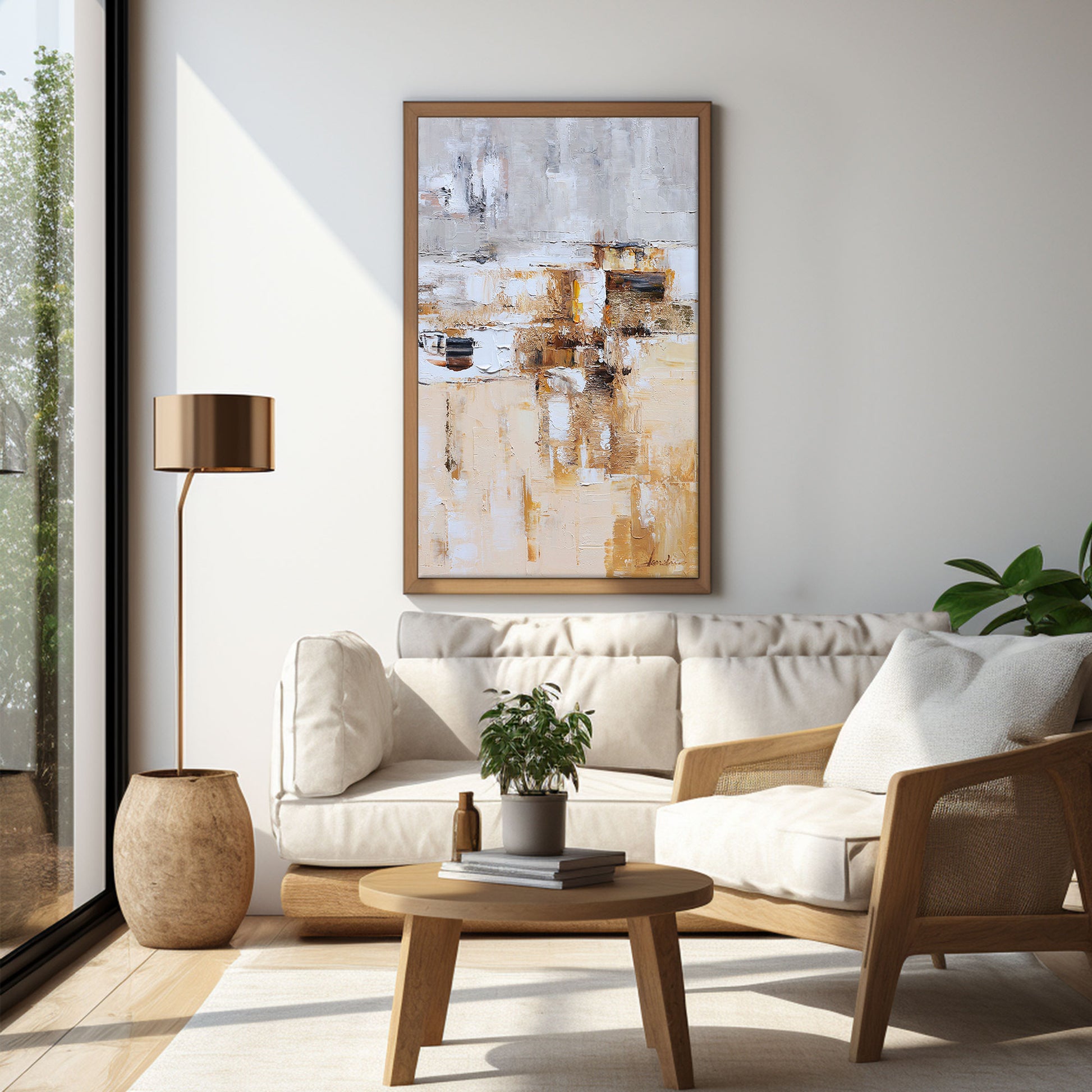Brown And Beige Wall Art | Modern Abstract Painting | Handmade Paintings For Living Room #DF032