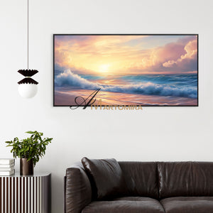 Ocean Wall Art | Paintings Of The Beach At Sunset | Landscape Canvas Oil Painting | Large Wall Art #POS075