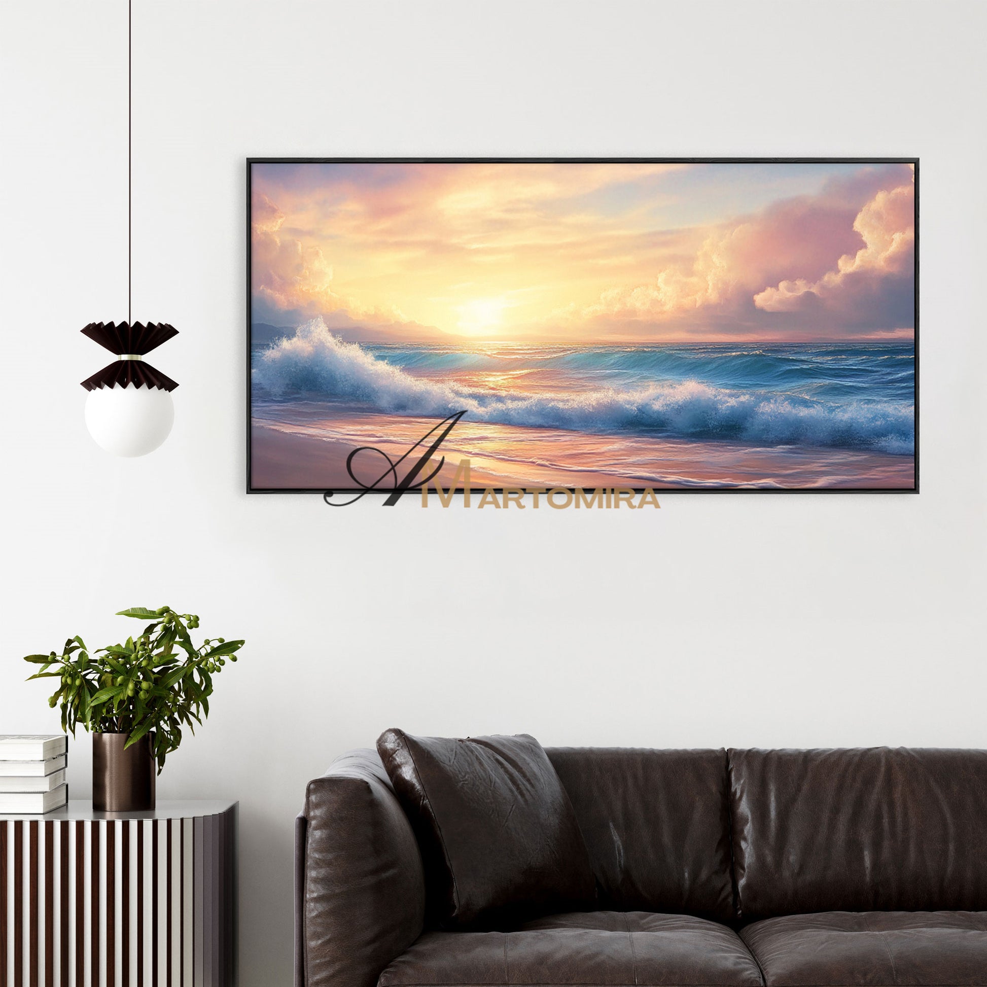 Ocean Wall Art | Paintings Of The Beach At Sunset | Landscape Canvas Oil Painting | Large Wall Art #POS075