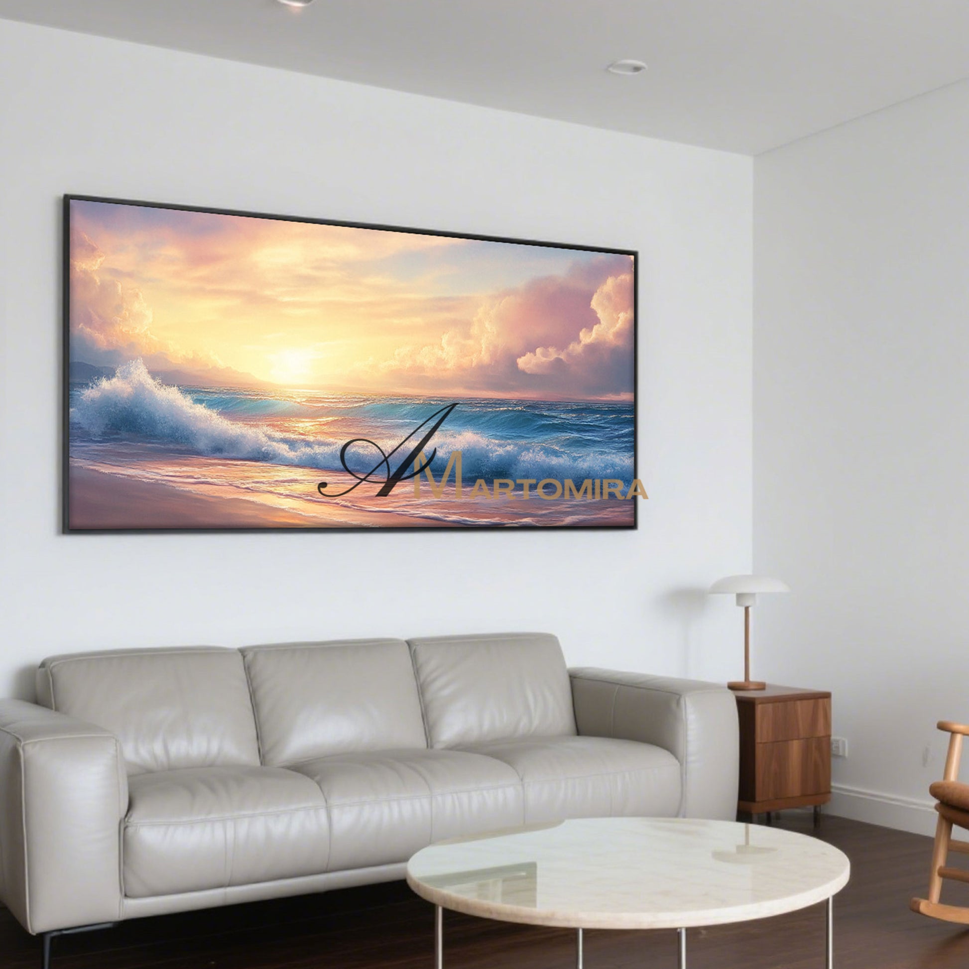 Ocean Wall Art | Paintings Of The Beach At Sunset | Landscape Canvas Oil Painting | Large Wall Art #POS075