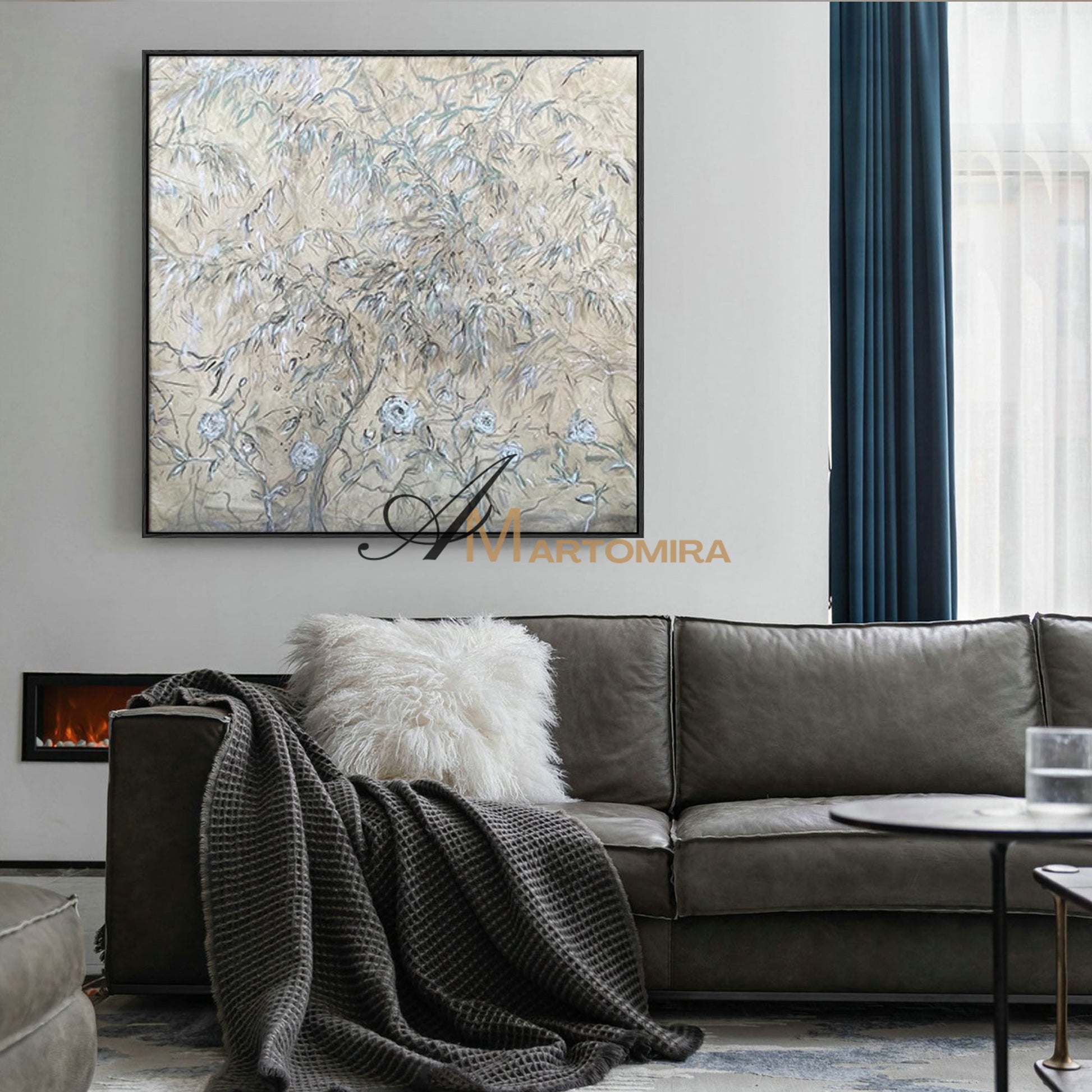 Abstract Canvas Art | Acrylic Flower Painting | Large Canvas Floral Wall Art | Artwork #MF025