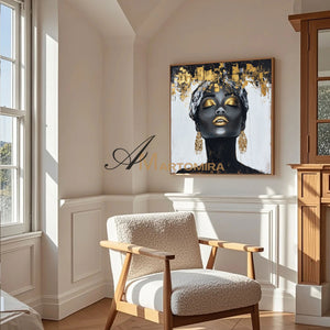 Portrait Painting | Women Painting | Black Women Wall Art | Large Canvas Wall Art #AP044