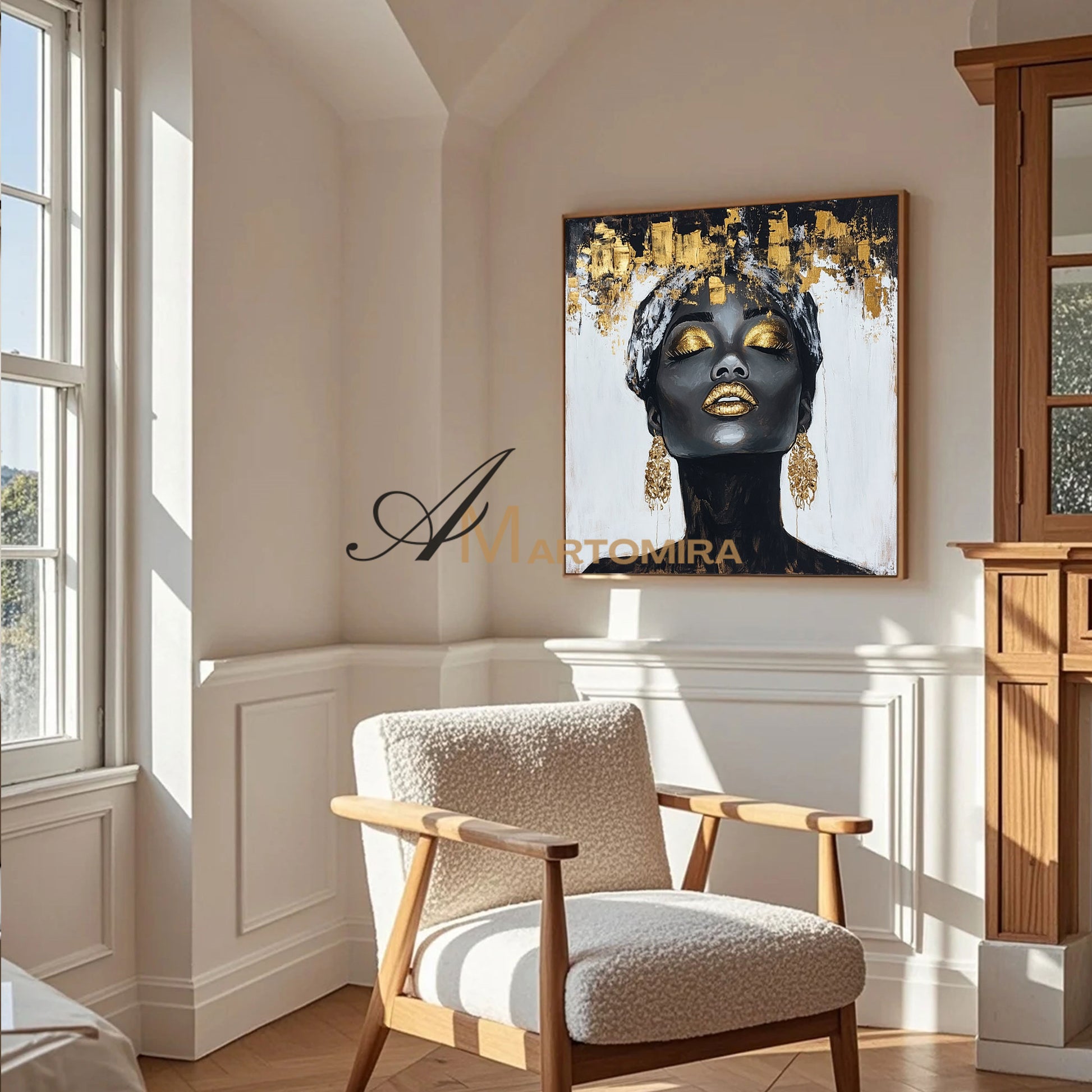 Portrait Painting | Women Painting | Black Women Wall Art | Large Canvas Wall Art #AP044