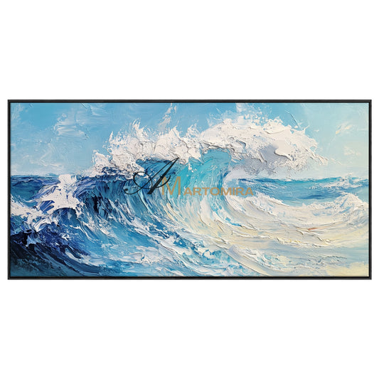 Wave Painting | Blue Ocean Paintings | Large Textured Wall Art | Abstract Painting Ocean #POS076