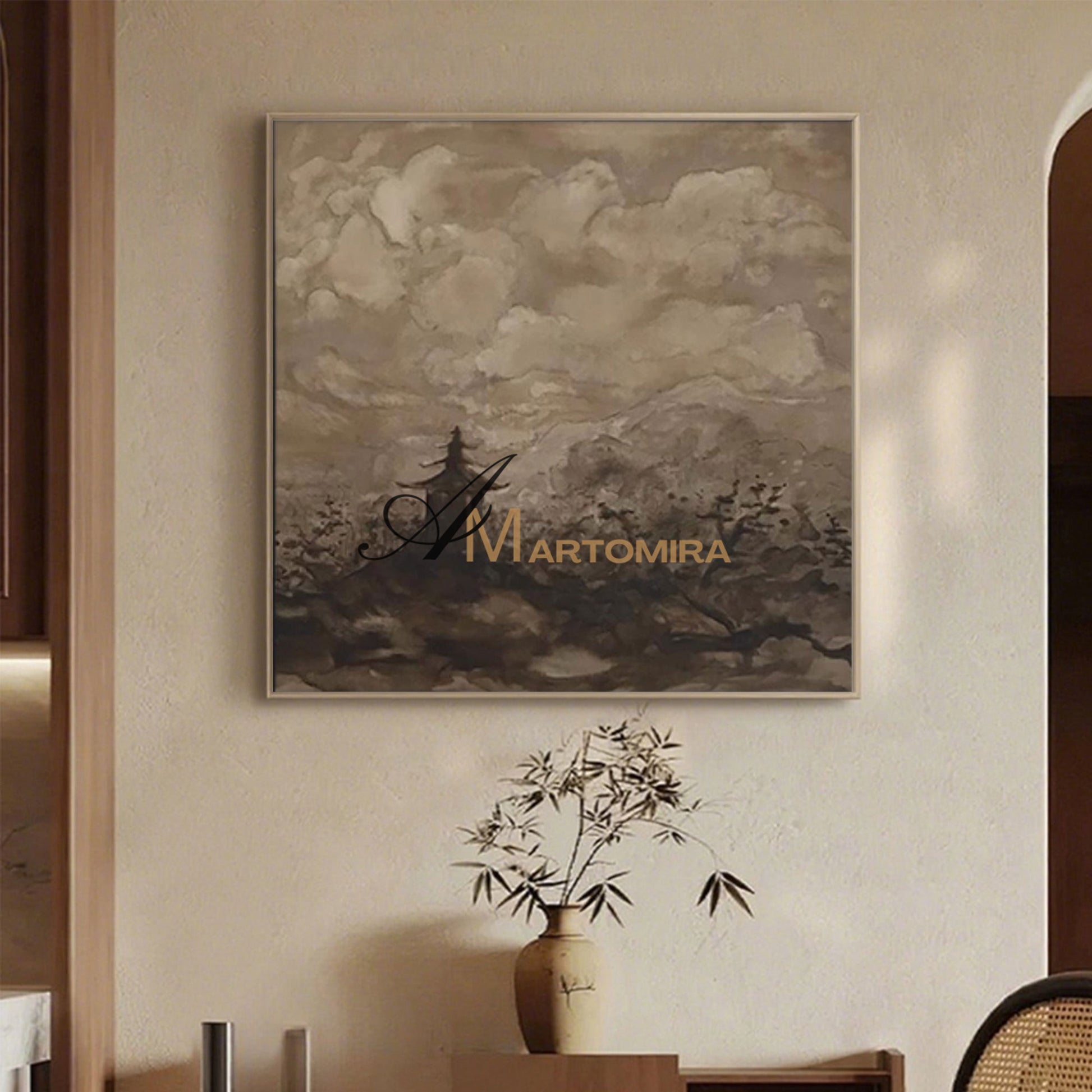 Abstract Landscape Painting | Large Landscape Wall Art | Brown Abstract Wall Art | Wabi Sabi Art #MF026