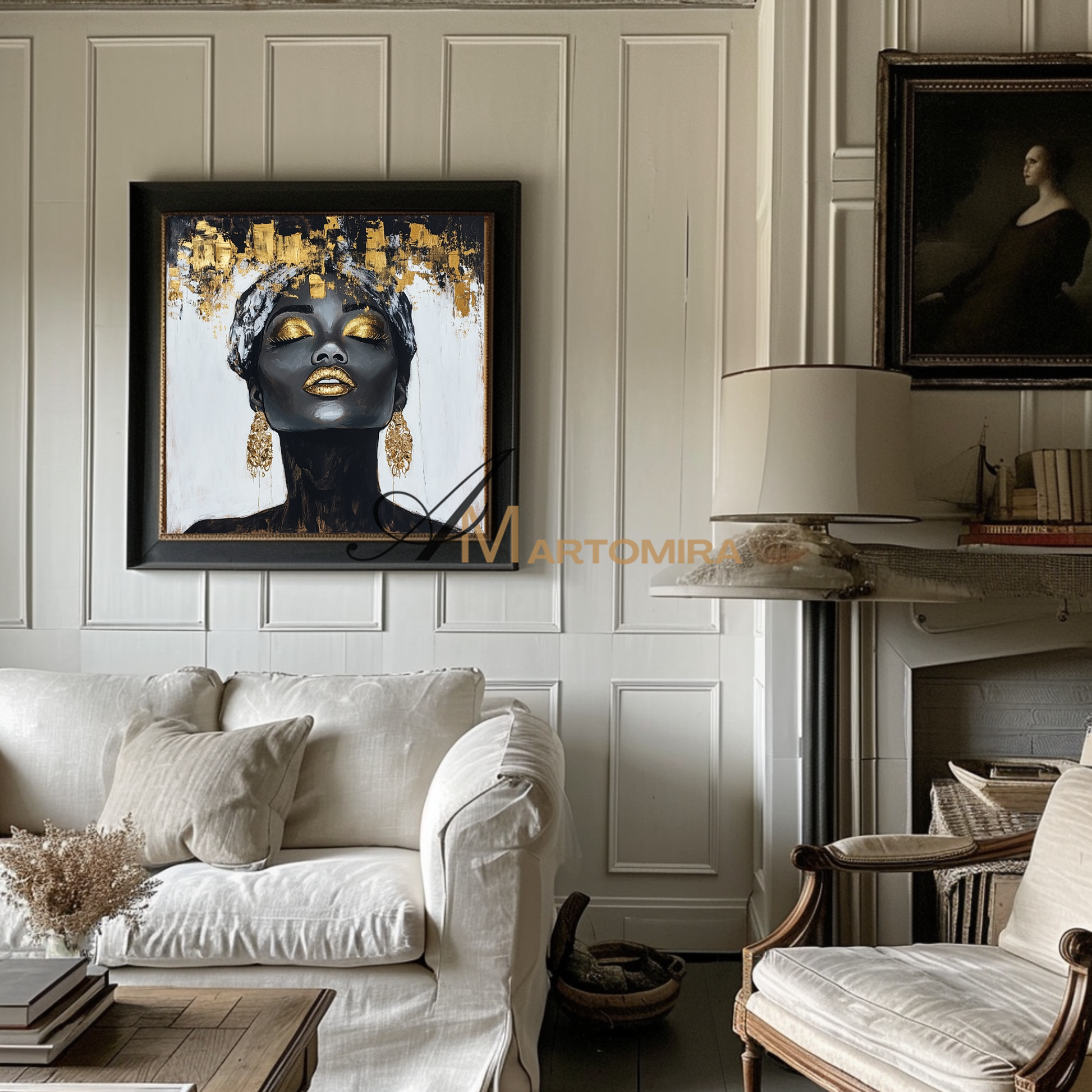 Portrait Painting | Women Painting | Black Women Wall Art | Large Canvas Wall Art #AP044