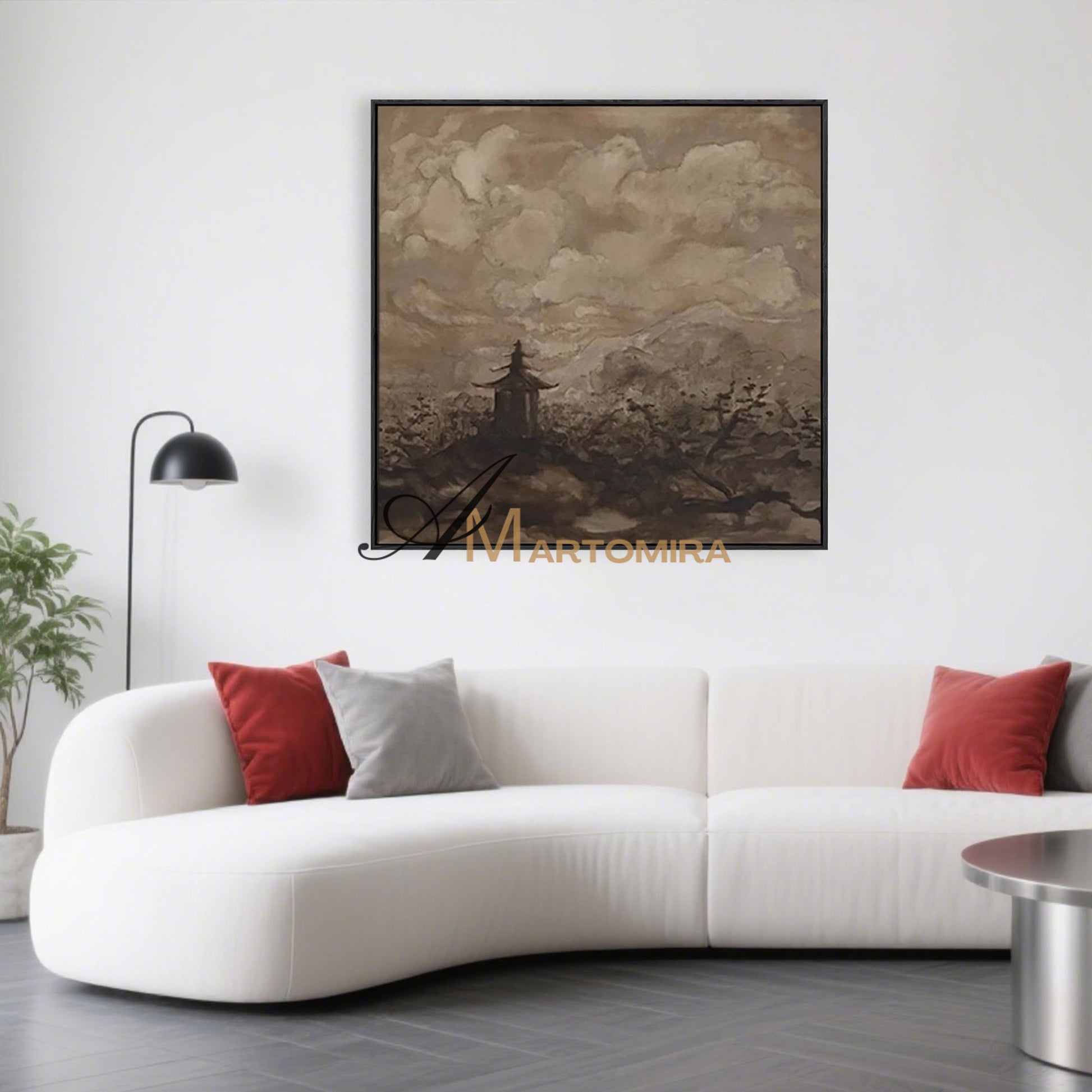 Abstract Landscape Painting | Large Landscape Wall Art | Brown Abstract Wall Art | Wabi Sabi Art #MF026