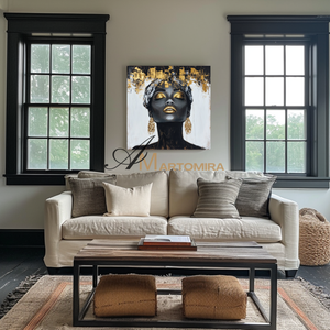 Portrait Painting | Women Painting | Black Women Wall Art | Large Canvas Wall Art #AP044