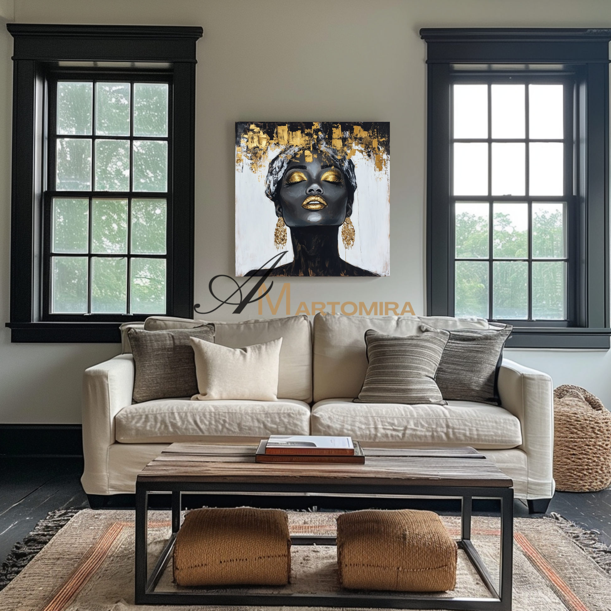 Portrait Painting | Women Painting | Black Women Wall Art | Large Canvas Wall Art #AP044