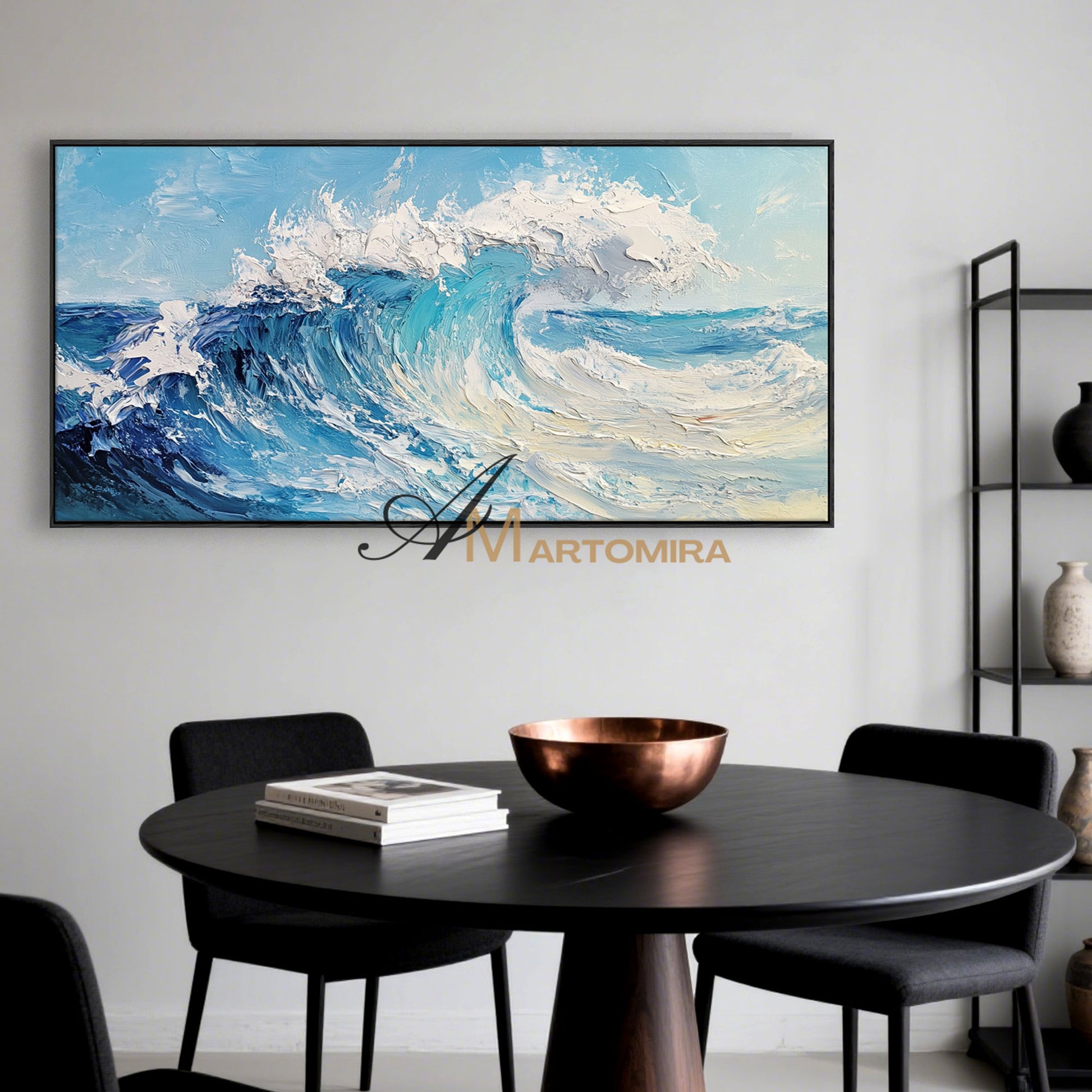 Wave Painting | Blue Ocean Paintings | Large Textured Wall Art | Abstract Painting Ocean #POS076