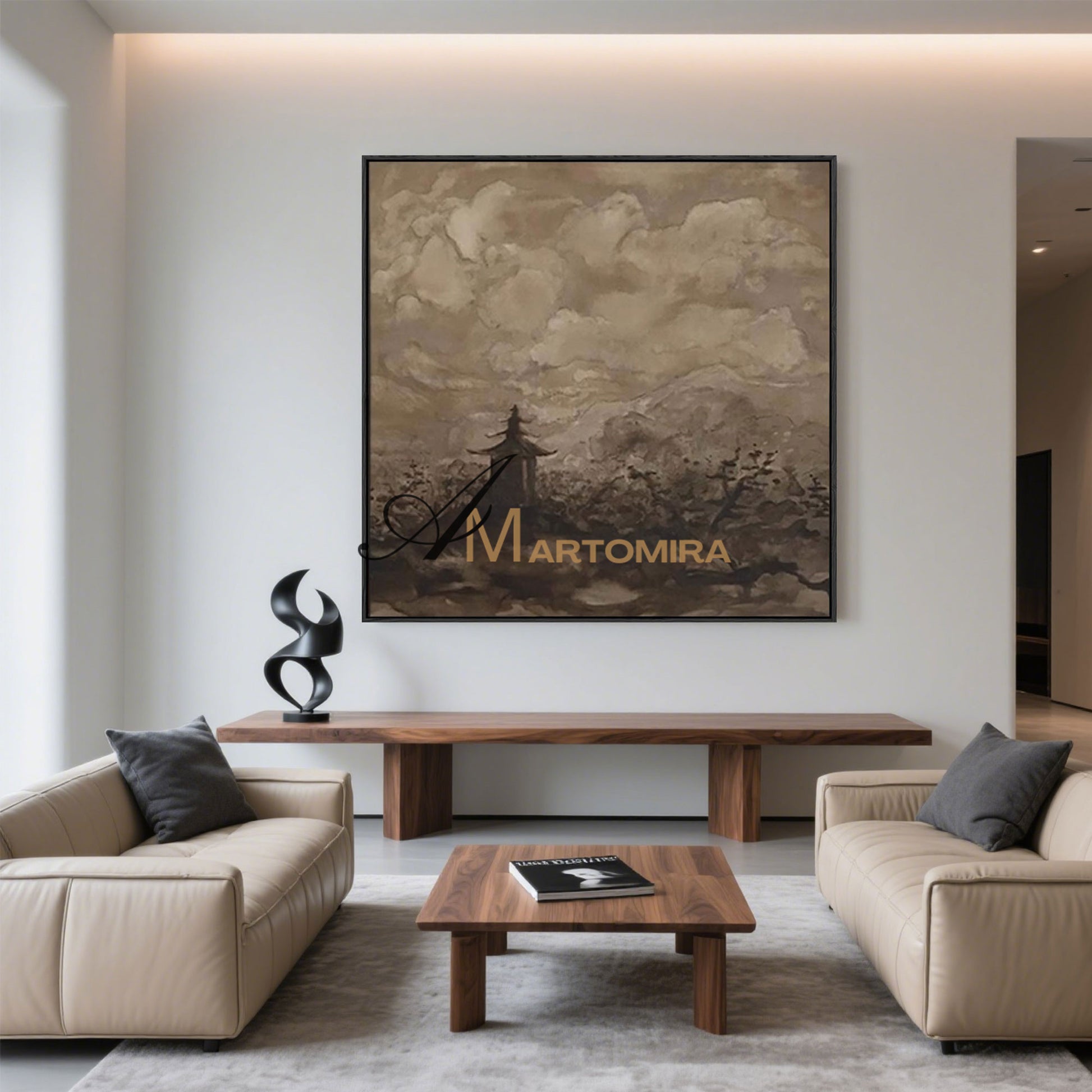 Abstract Landscape Painting | Large Landscape Wall Art | Brown Abstract Wall Art | Wabi Sabi Art #MF026