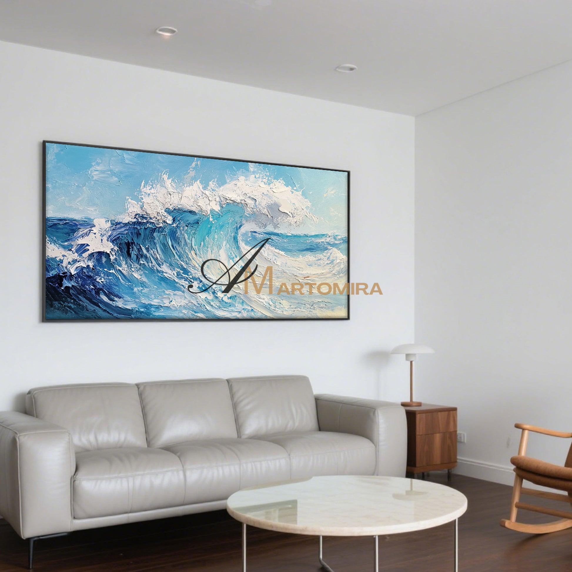 Wave Painting | Blue Ocean Paintings | Large Textured Wall Art | Abstract Painting Ocean #POS076