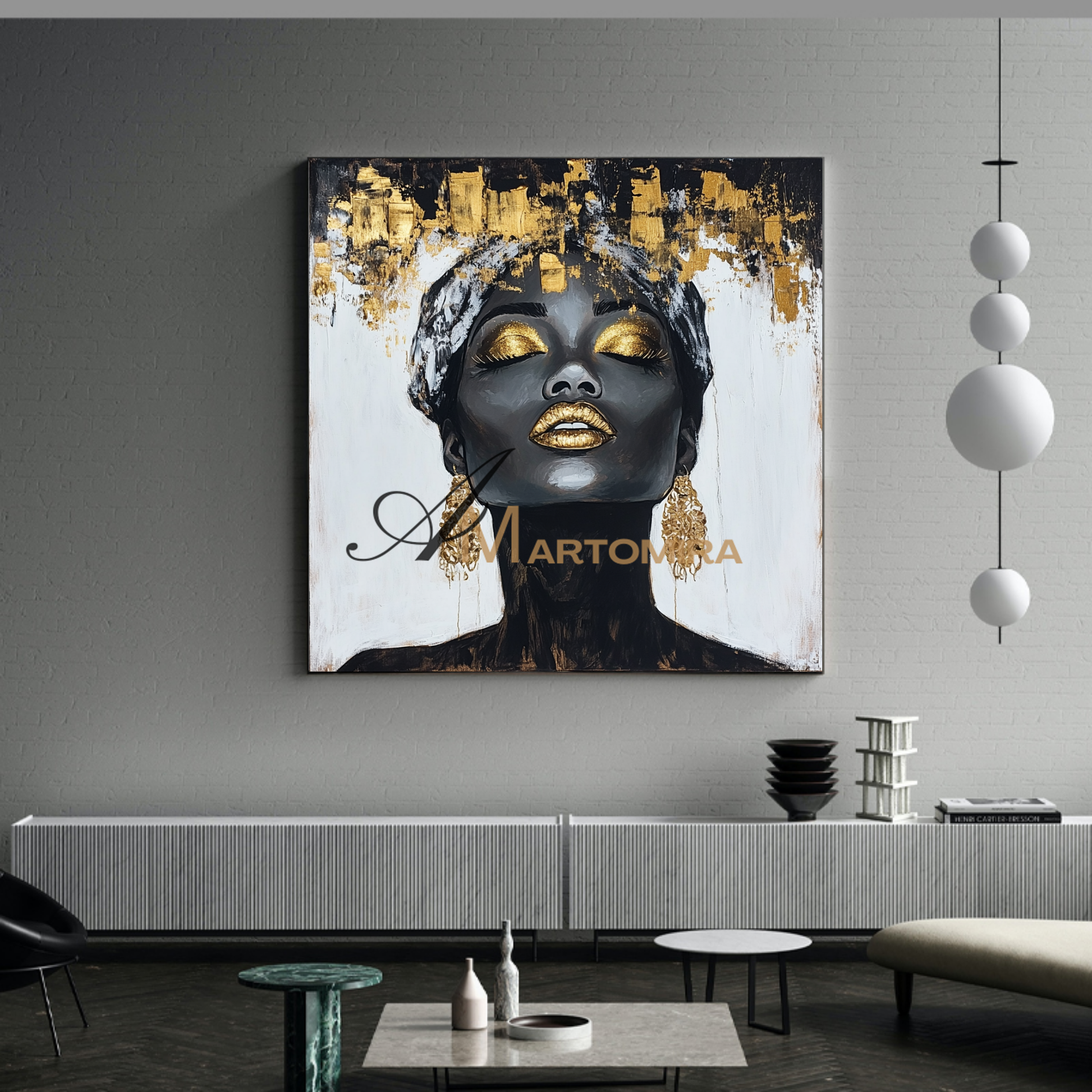 Portrait Painting | Women Painting | Black Women Wall Art | Large Canvas Wall Art #AP044