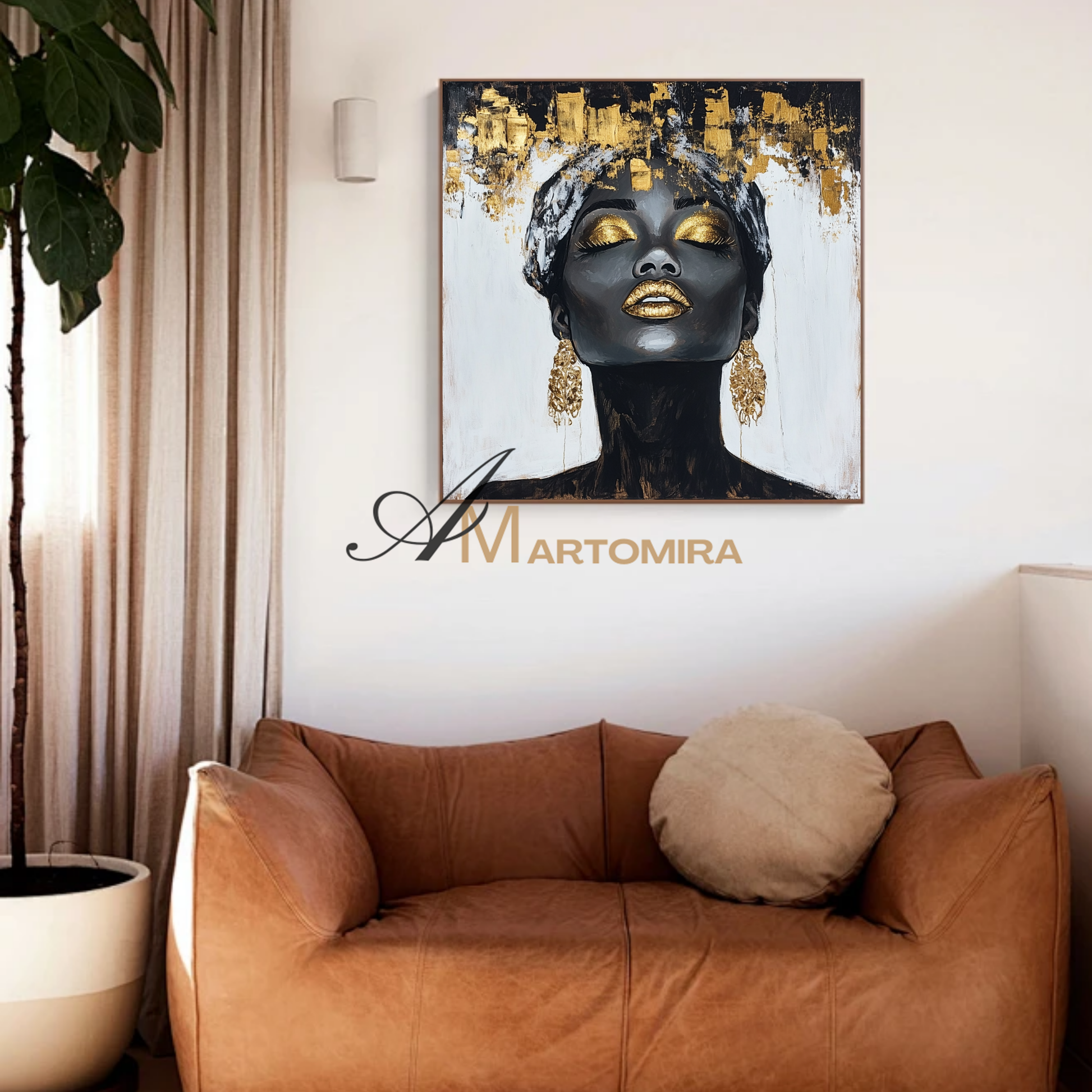 Portrait Painting | Women Painting | Black Women Wall Art | Large Canvas Wall Art #AP044