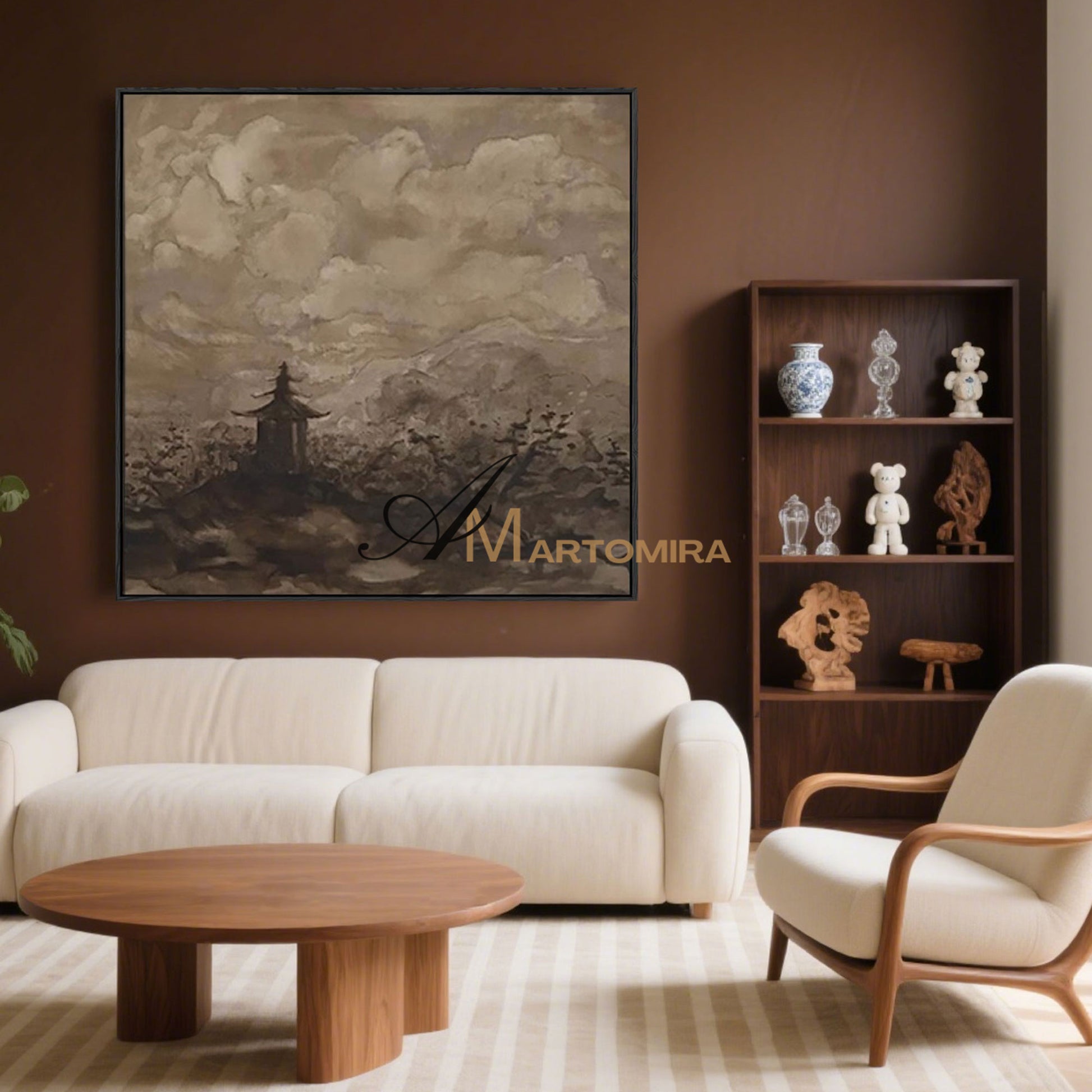 Abstract Landscape Painting | Large Landscape Wall Art | Brown Abstract Wall Art | Wabi Sabi Art #MF026