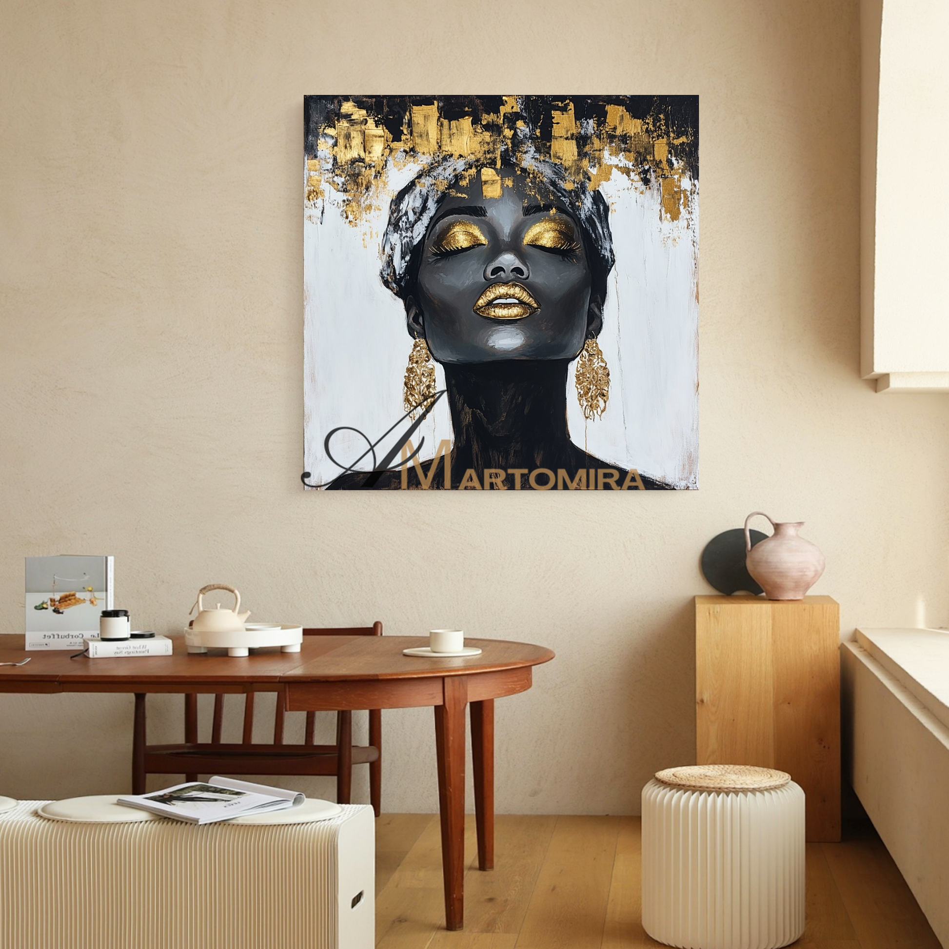 Portrait Painting | Women Painting | Black Women Wall Art | Large Canvas Wall Art #AP044