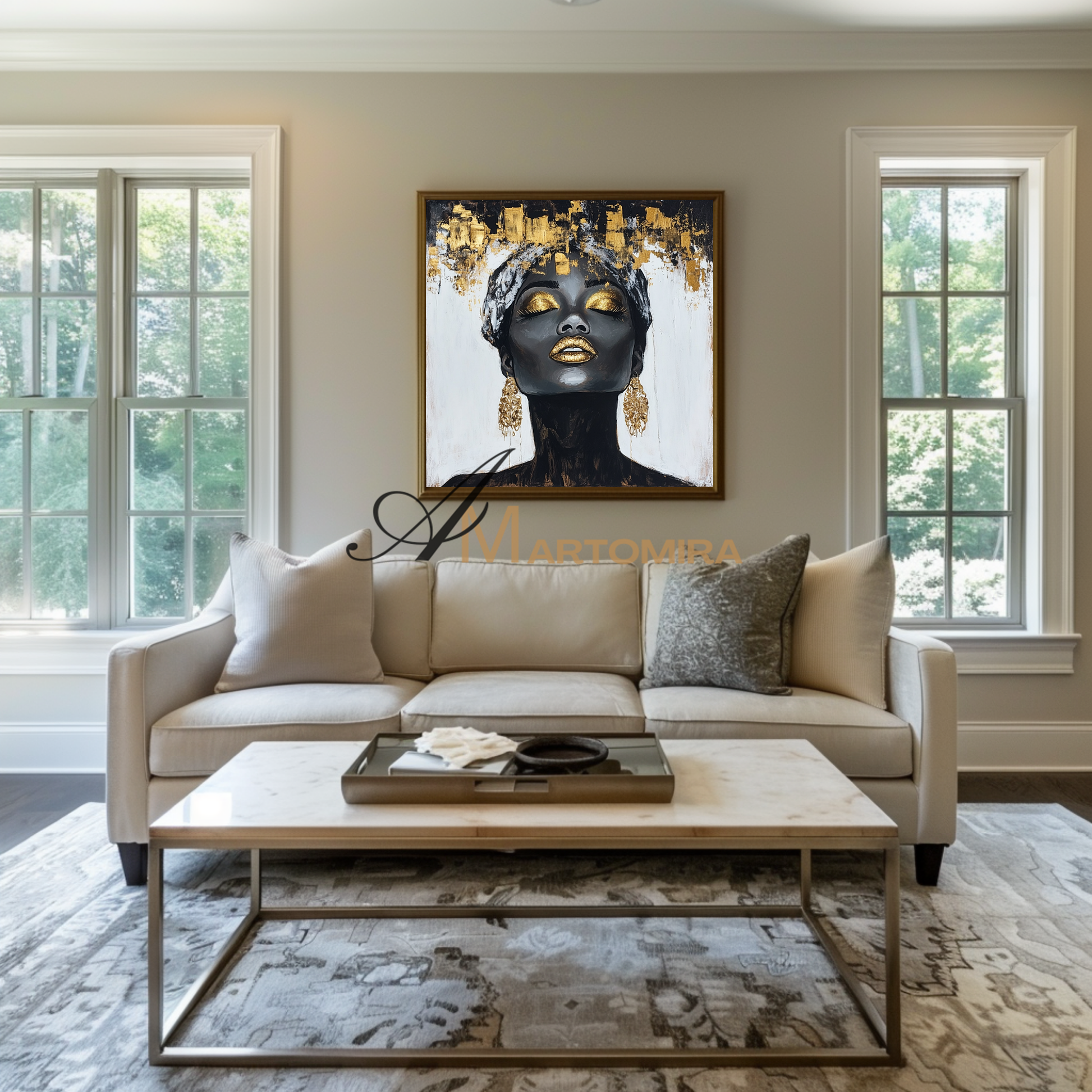 Portrait Painting | Women Painting | Black Women Wall Art | Large Canvas Wall Art #AP044