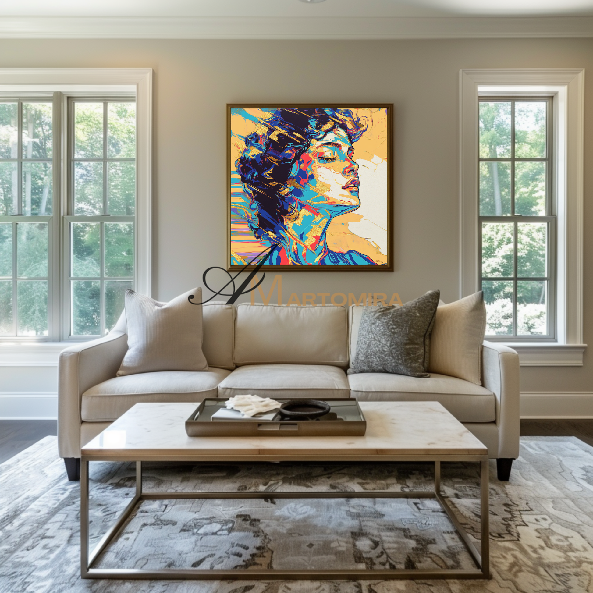 Portrait Painting | Colorful Wall Art | Abstract Painting Of A Woman'S Face | Wall Art Decor #AP045