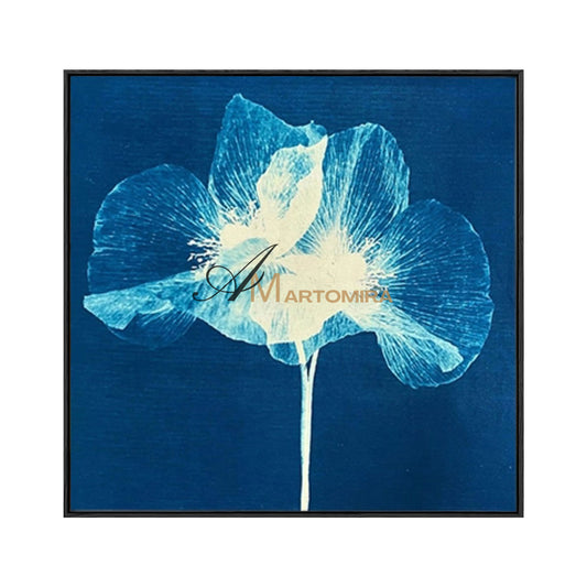 Abstract Flower Paintings | Blue Wall Art | Blue Flower Painting | Paintings For Living Room #MF027