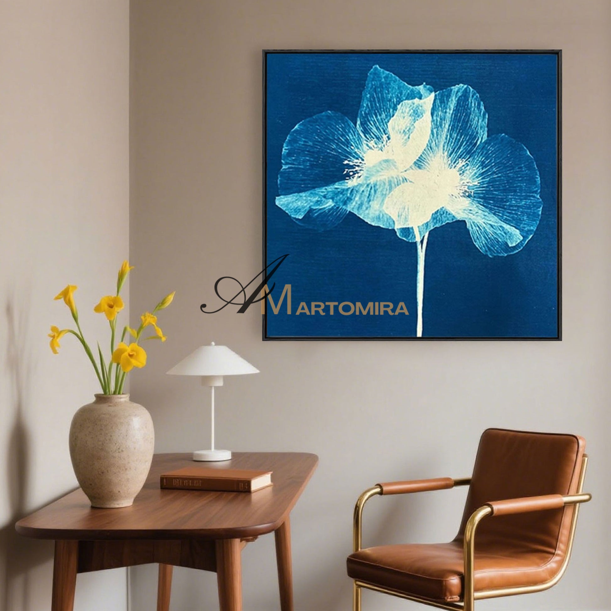 Abstract Flower Paintings | Blue Wall Art | Blue Flower Painting | Paintings For Living Room #MF027
