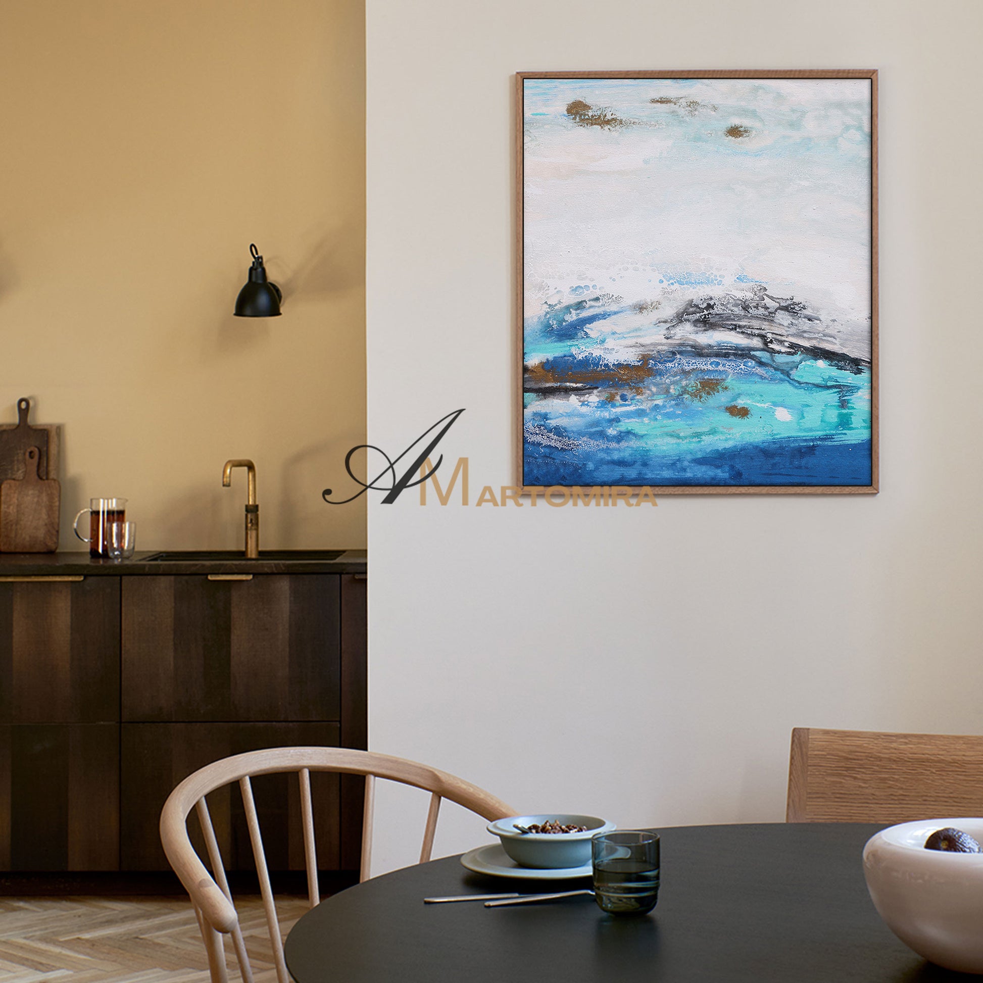 Blue And White Wall Art | Modern Abstract Painting | Blue Wall Art Abstract | Wall Art Decor #DF035