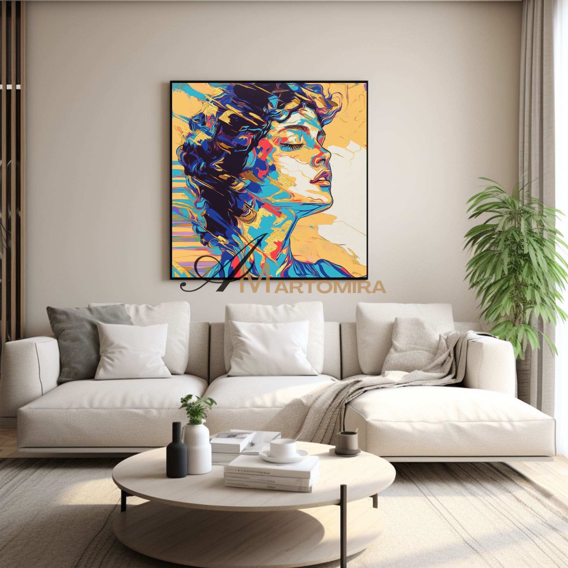 Portrait Painting | Colorful Wall Art | Abstract Painting Of A Woman'S Face | Wall Art Decor #AP045