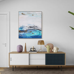 Blue And White Wall Art | Modern Abstract Painting | Blue Wall Art Abstract | Wall Art Decor #DF035