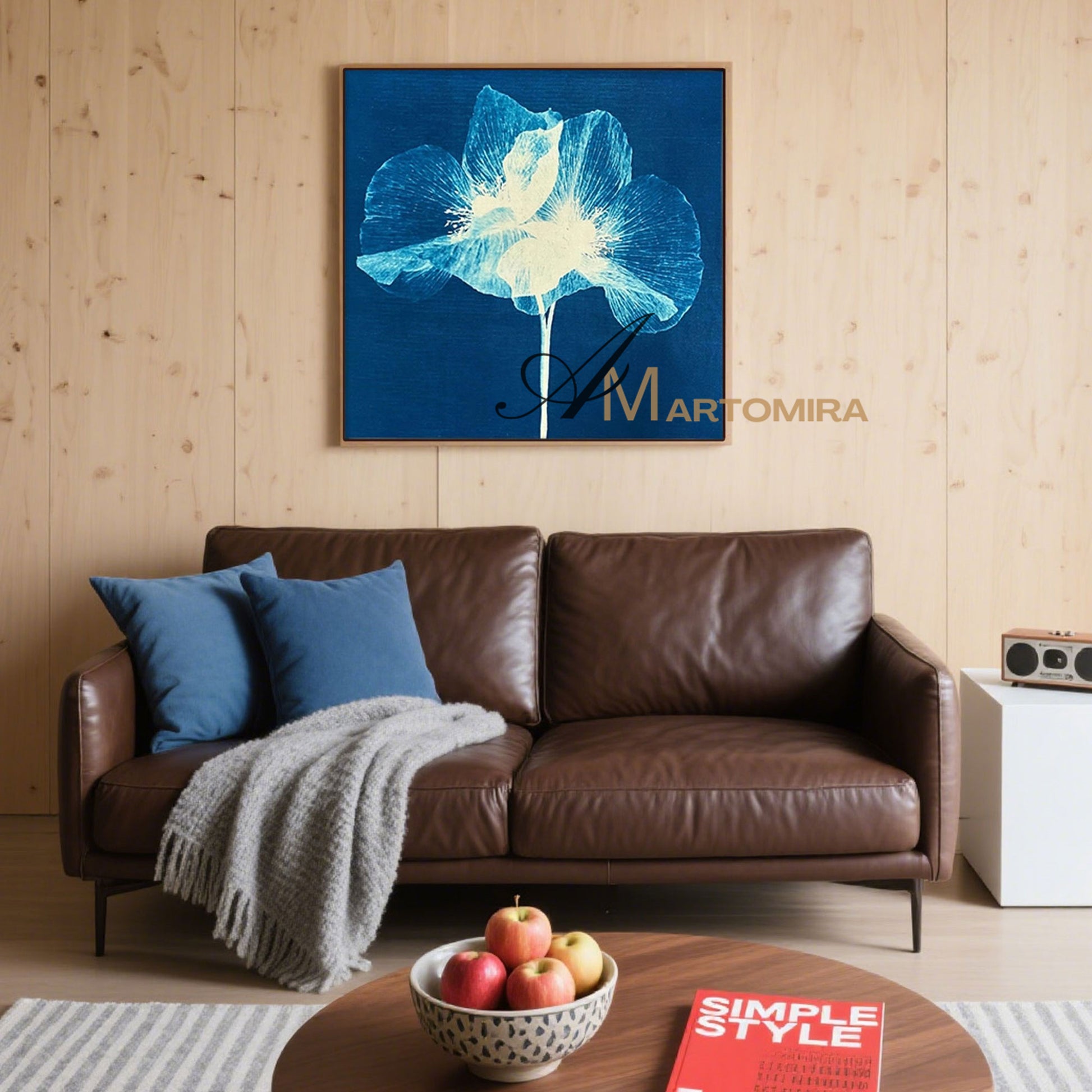 Abstract Flower Paintings | Blue Wall Art | Blue Flower Painting | Paintings For Living Room #MF027