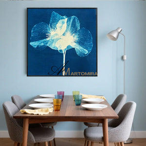 Abstract Flower Paintings | Blue Wall Art | Blue Flower Painting | Paintings For Living Room #MF027