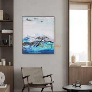 Blue And White Wall Art | Modern Abstract Painting | Blue Wall Art Abstract | Wall Art Decor #DF035