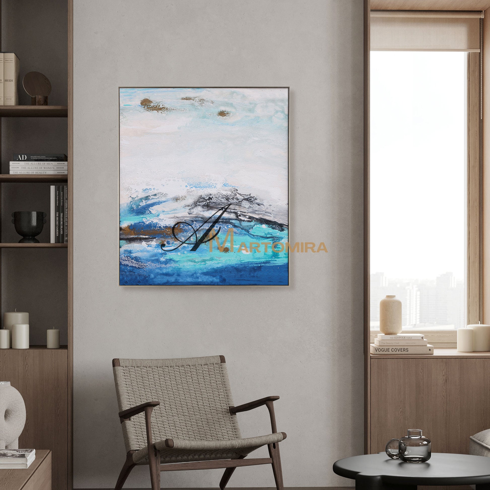 Blue And White Wall Art | Modern Abstract Painting | Blue Wall Art Abstract | Wall Art Decor #DF035