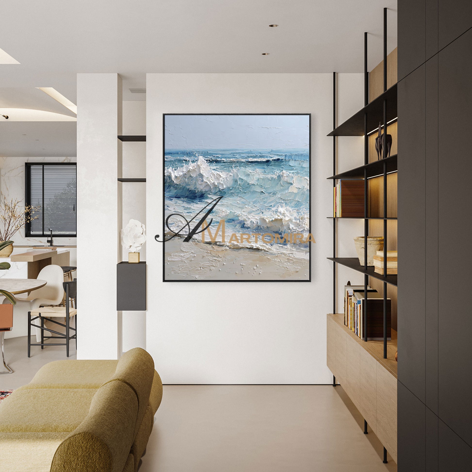 Ocean Wall Art | Beach Art Paintings | Blue White Abstract Painting | Textured  Wall Art #POS077