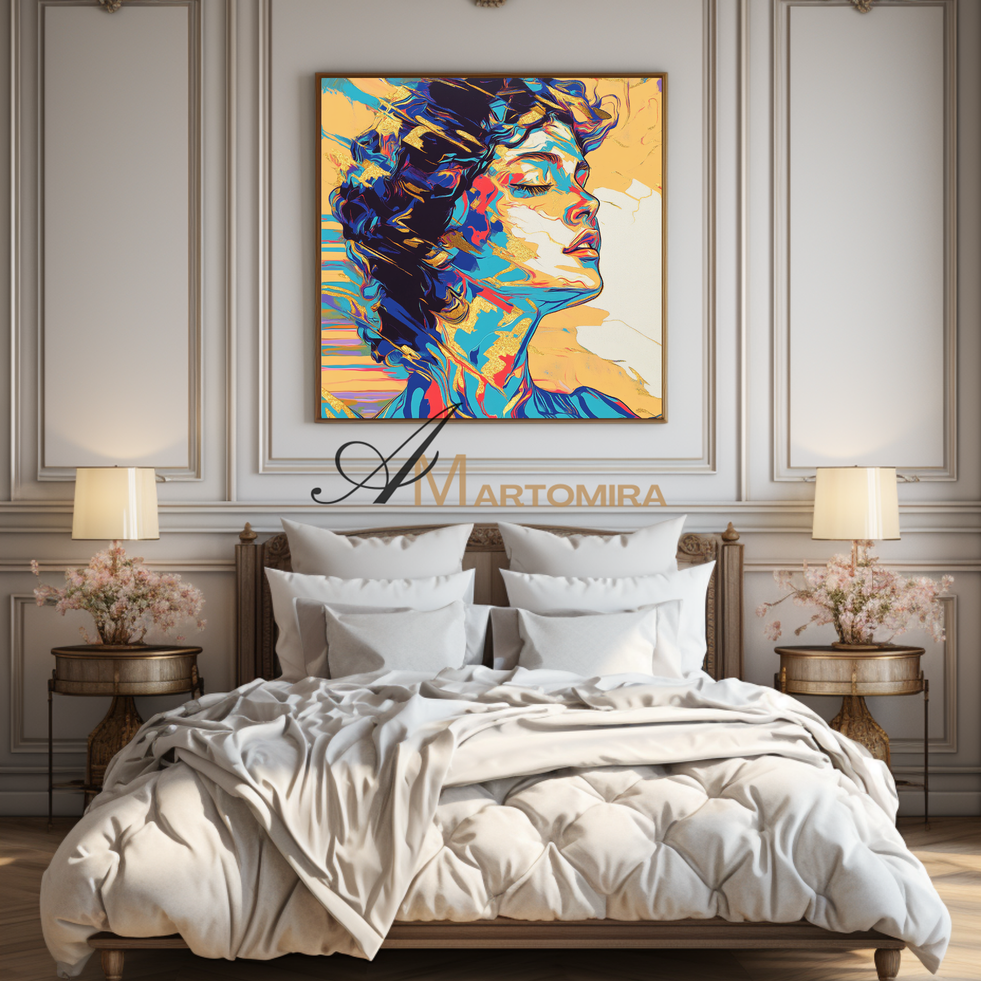 Portrait Painting | Colorful Wall Art | Abstract Painting Of A Woman'S Face | Wall Art Decor #AP045