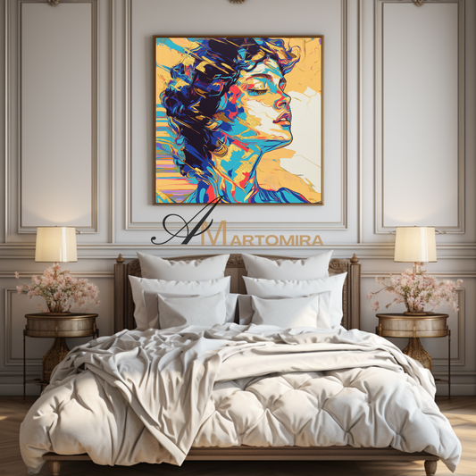 Portrait Painting | Colorful Wall Art | Abstract Painting Of A Woman'S Face | Wall Art Decor #AP045