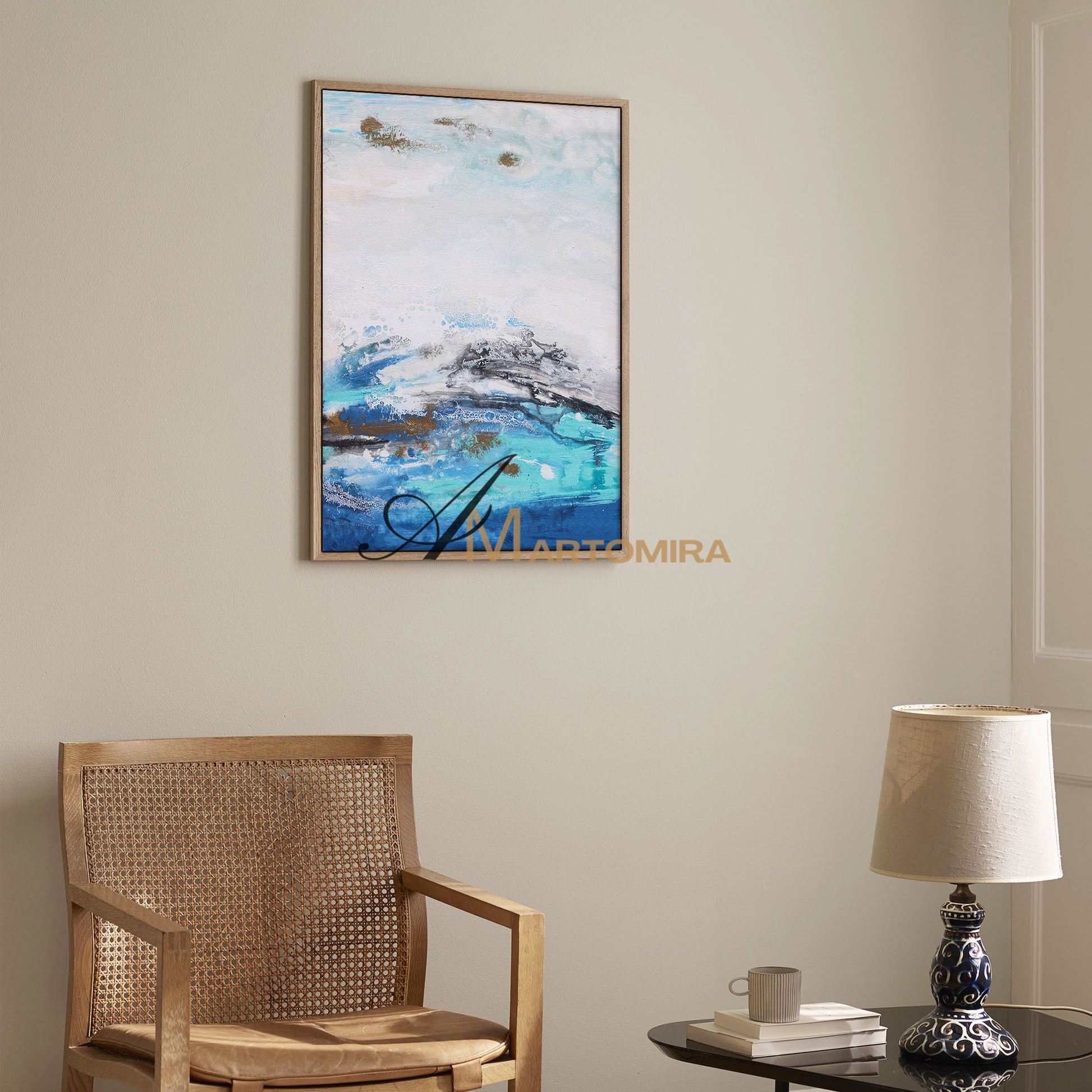 Blue And White Wall Art | Modern Abstract Painting | Blue Wall Art Abstract | Wall Art Decor #DF035