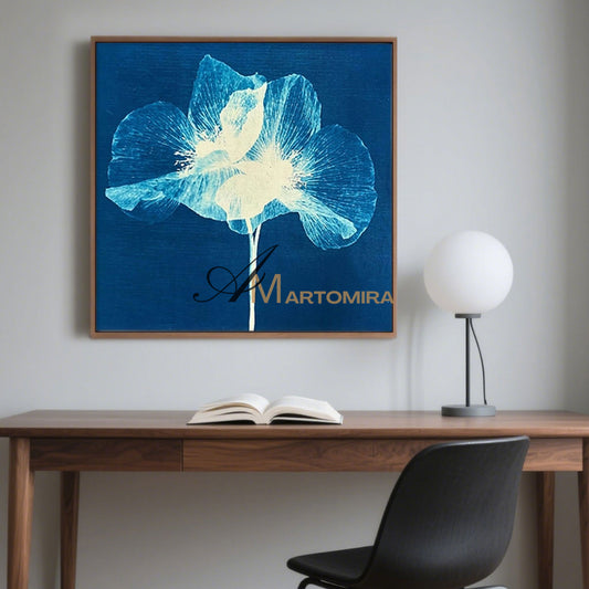 Abstract Flower Paintings | Blue Wall Art | Blue Flower Painting | Paintings For Living Room #MF027