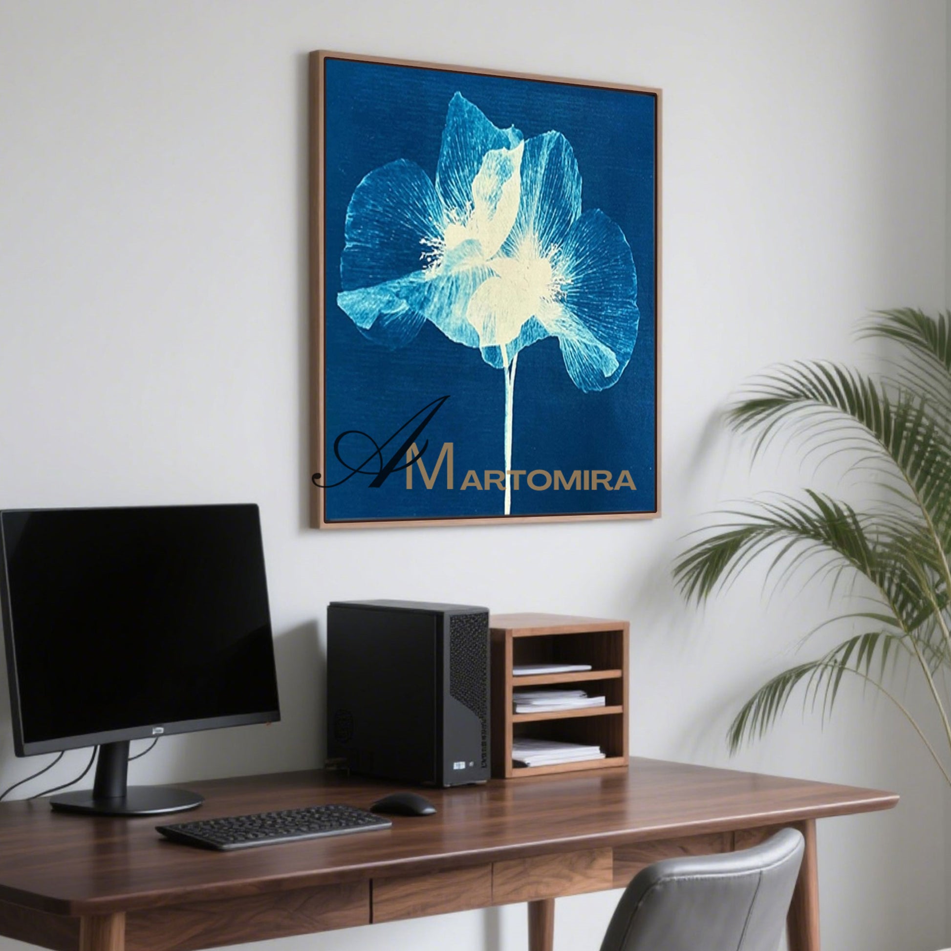 Abstract Flower Paintings | Blue Wall Art | Blue Flower Painting | Paintings For Living Room #MF027