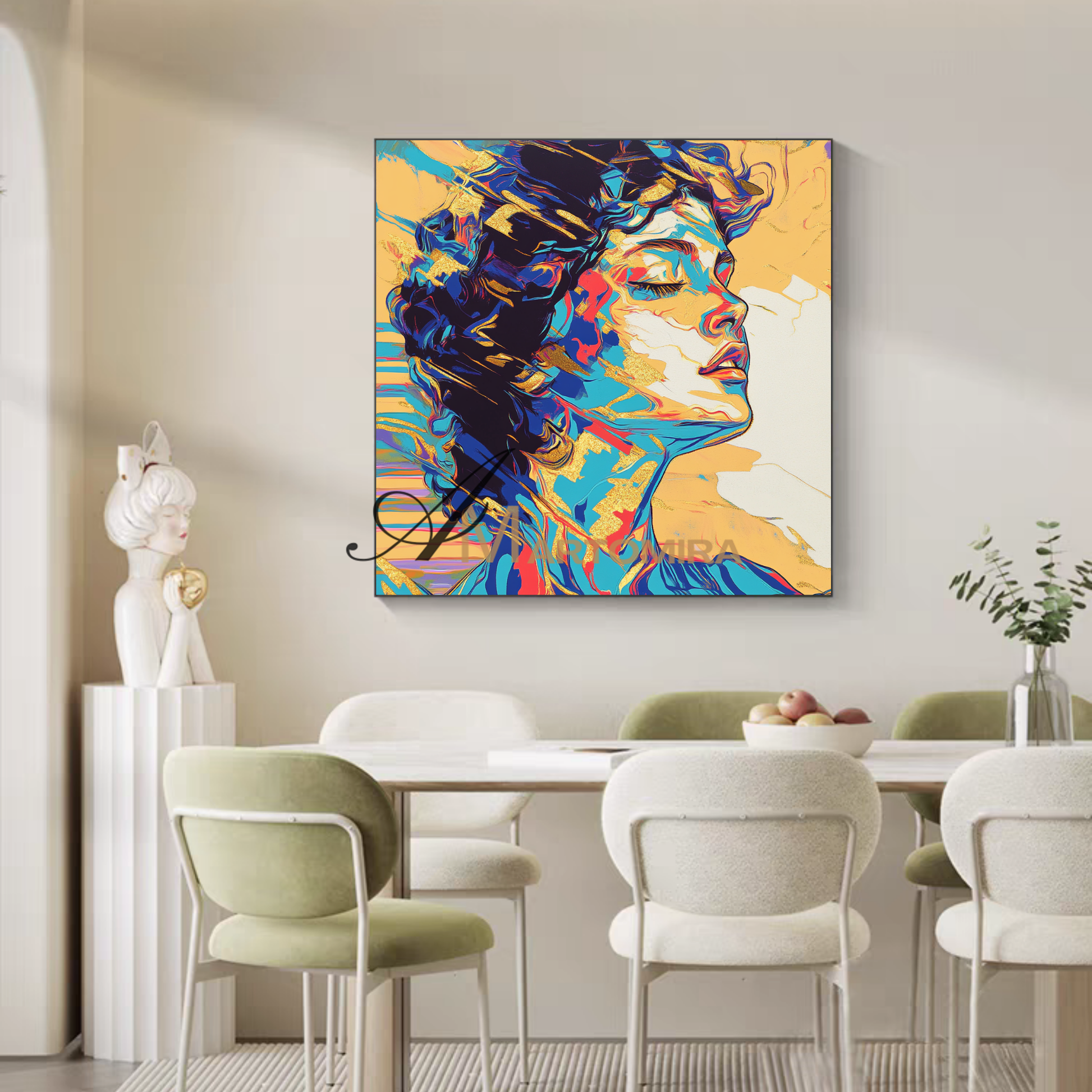 Portrait Painting | Colorful Wall Art | Abstract Painting Of A Woman'S Face | Wall Art Decor #AP045