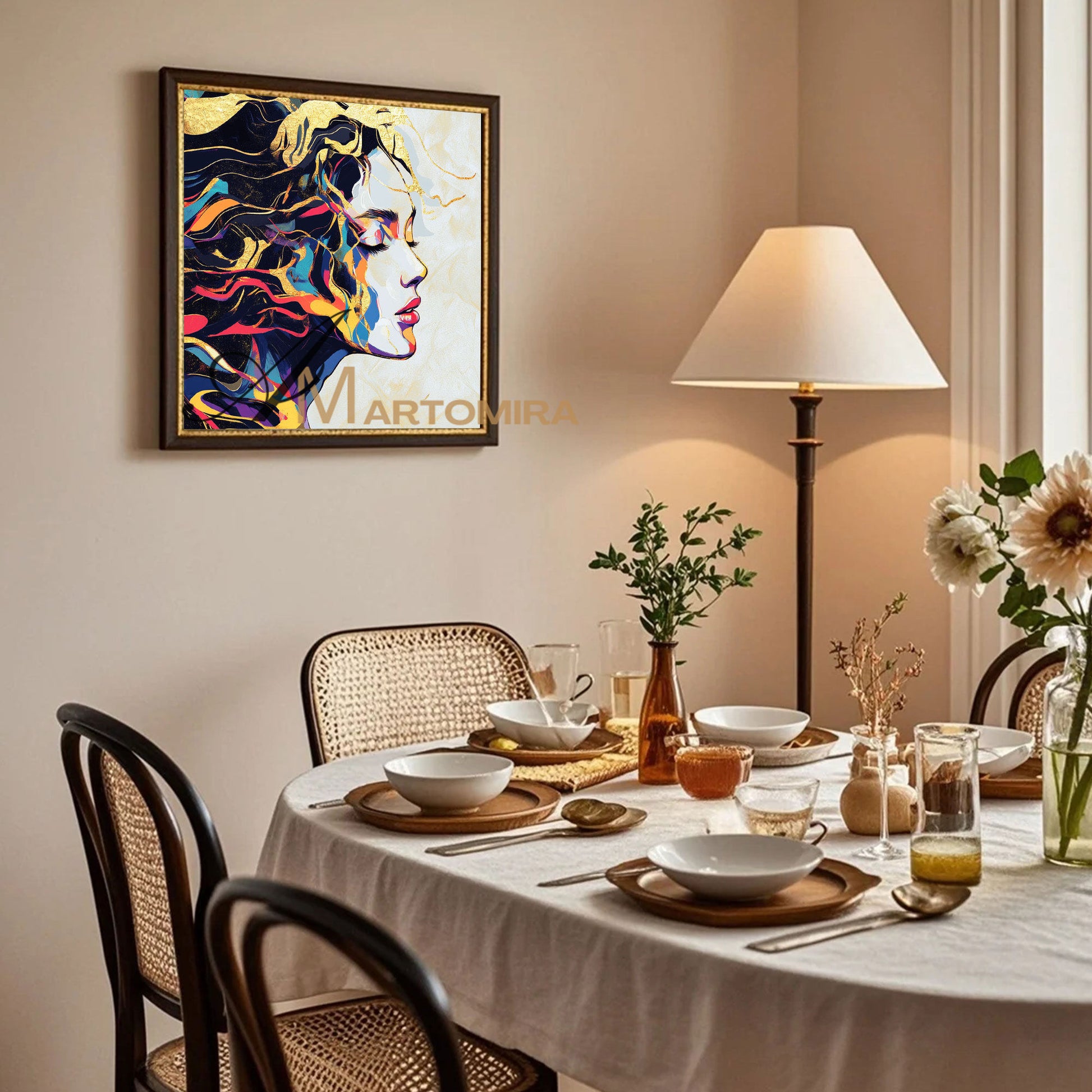 Portrait Painting | Colorful Abstract Art | Gold Wall Art | Painting Art Woman | Beautiful Woman Painting #AP046