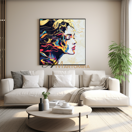 Portrait Painting | Colorful Abstract Art | Gold Wall Art | Painting Art Woman | Beautiful Woman Painting #AP046