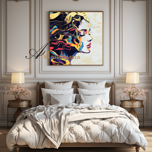 Portrait Painting | Colorful Abstract Art | Gold Wall Art | Painting Art Woman | Beautiful Woman Painting #AP046