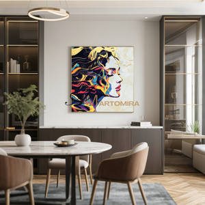 Portrait Painting | Colorful Abstract Art | Gold Wall Art | Painting Art Woman | Beautiful Woman Painting #AP046