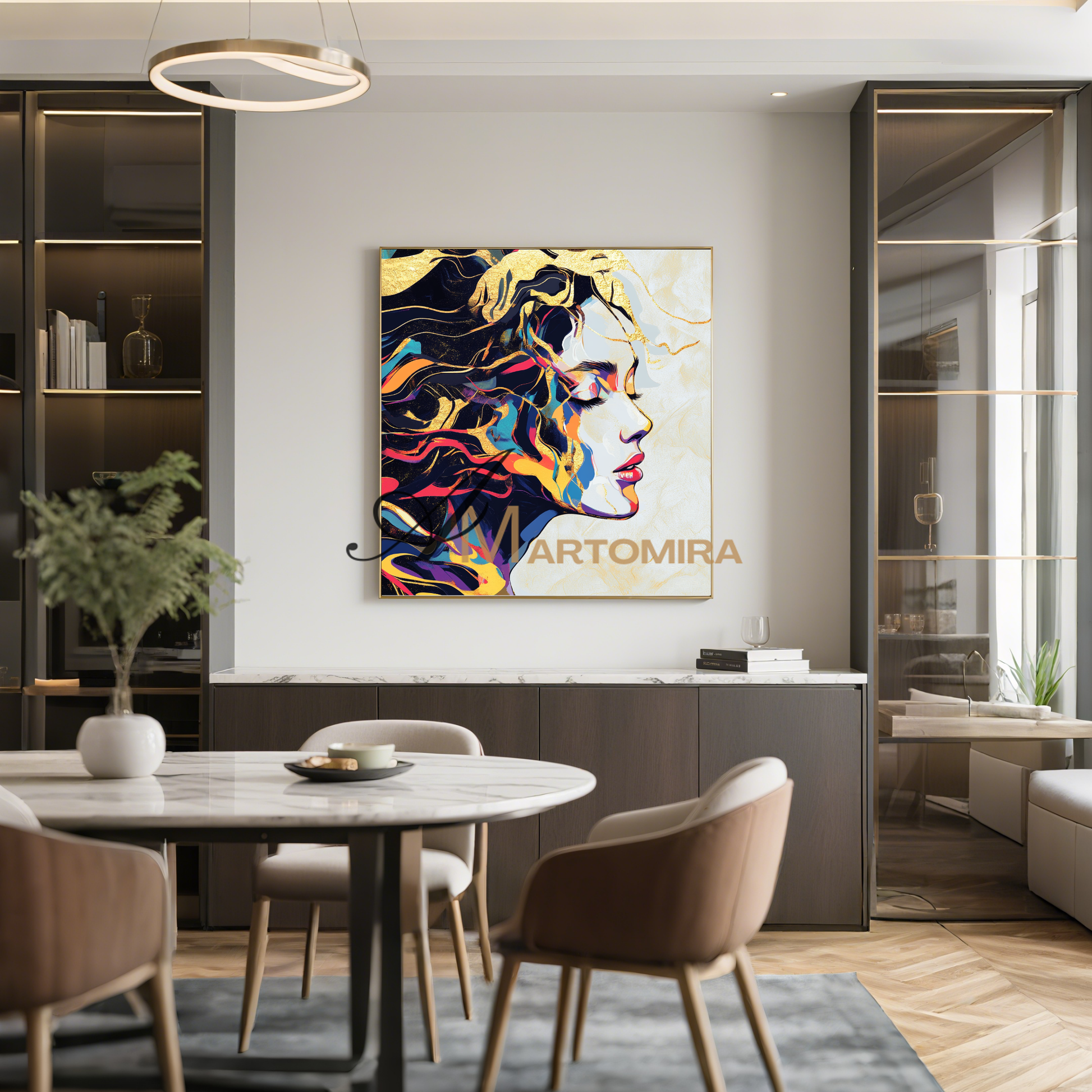 Portrait Painting | Colorful Abstract Art | Gold Wall Art | Painting Art Woman | Beautiful Woman Painting #AP046
