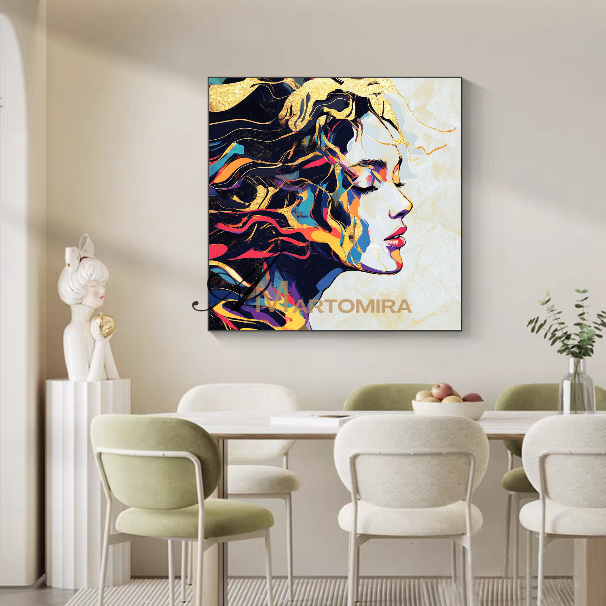 Portrait Painting | Colorful Abstract Art | Gold Wall Art | Painting Art Woman | Beautiful Woman Painting #AP046