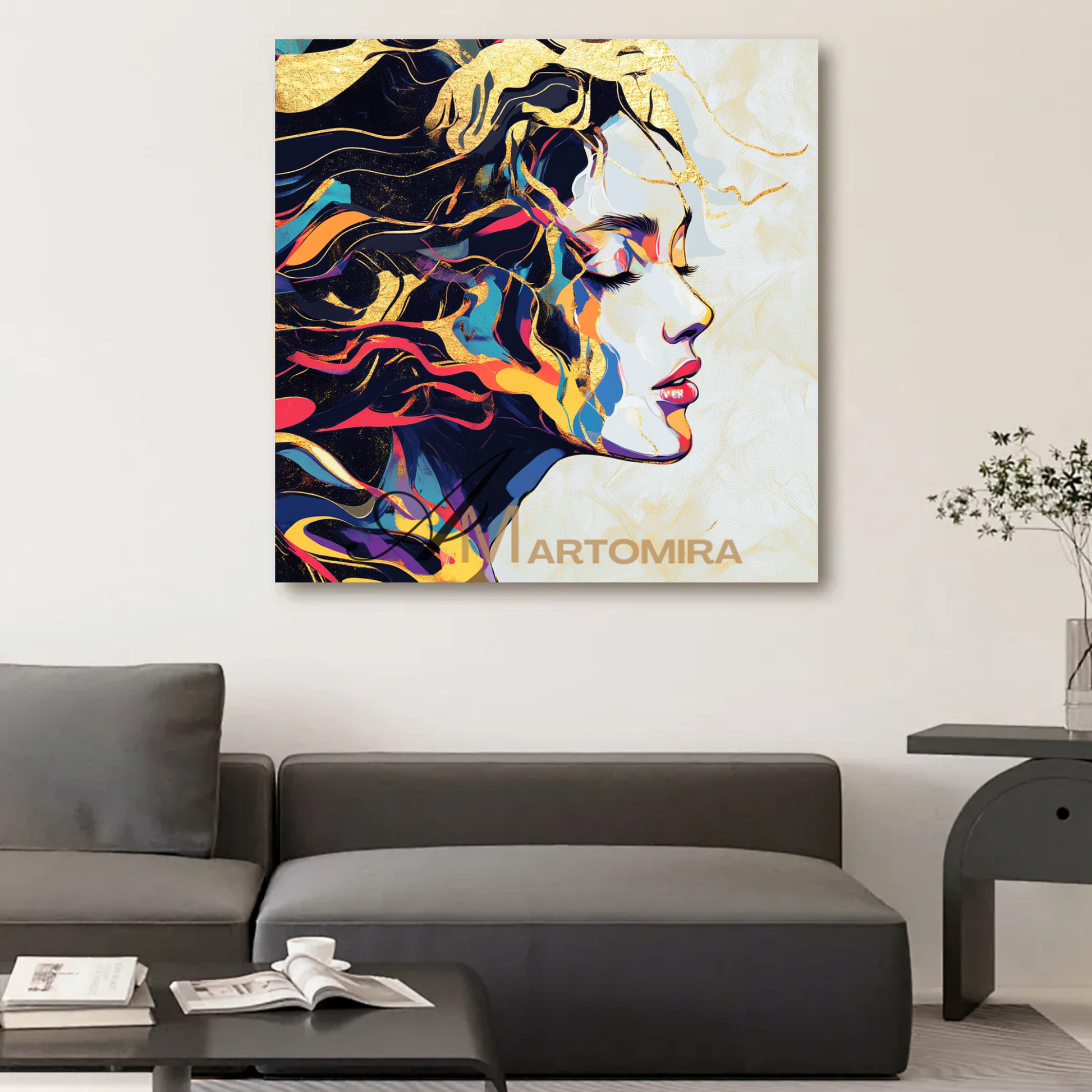 Portrait Painting | Colorful Abstract Art | Gold Wall Art | Painting Art Woman | Beautiful Woman Painting #AP046