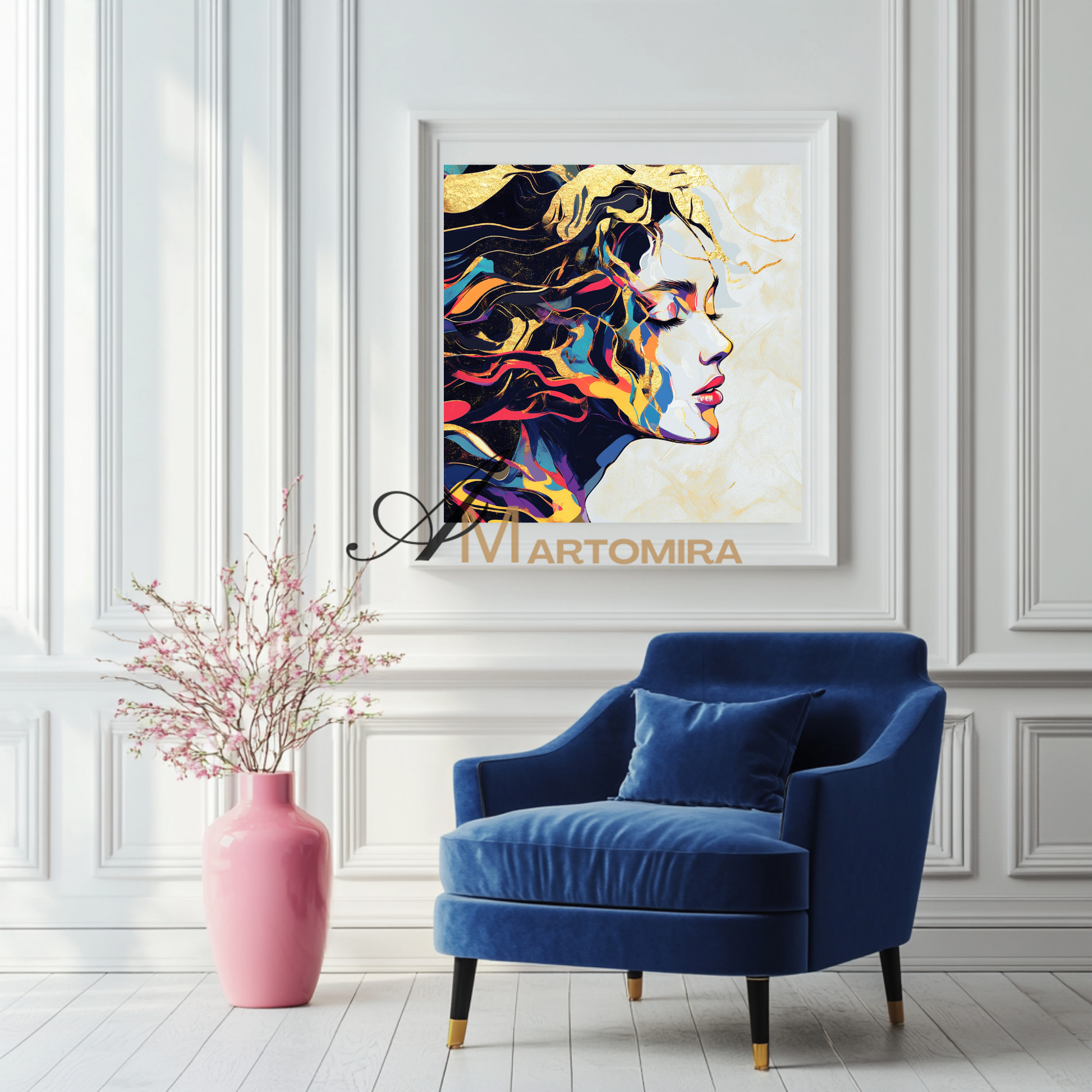 Portrait Painting | Colorful Abstract Art | Gold Wall Art | Painting Art Woman | Beautiful Woman Painting #AP046