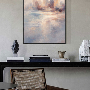 Soft Tonal Impressionist New York City Skyline with Water Reflection Vintage Wall Art for Modern Living, Bedroom, Dining, Office & Hallway Spaces