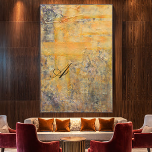 Textured Wall Art | Abstract Textured Canvas Art | Gold Acrylic Paint #DF034