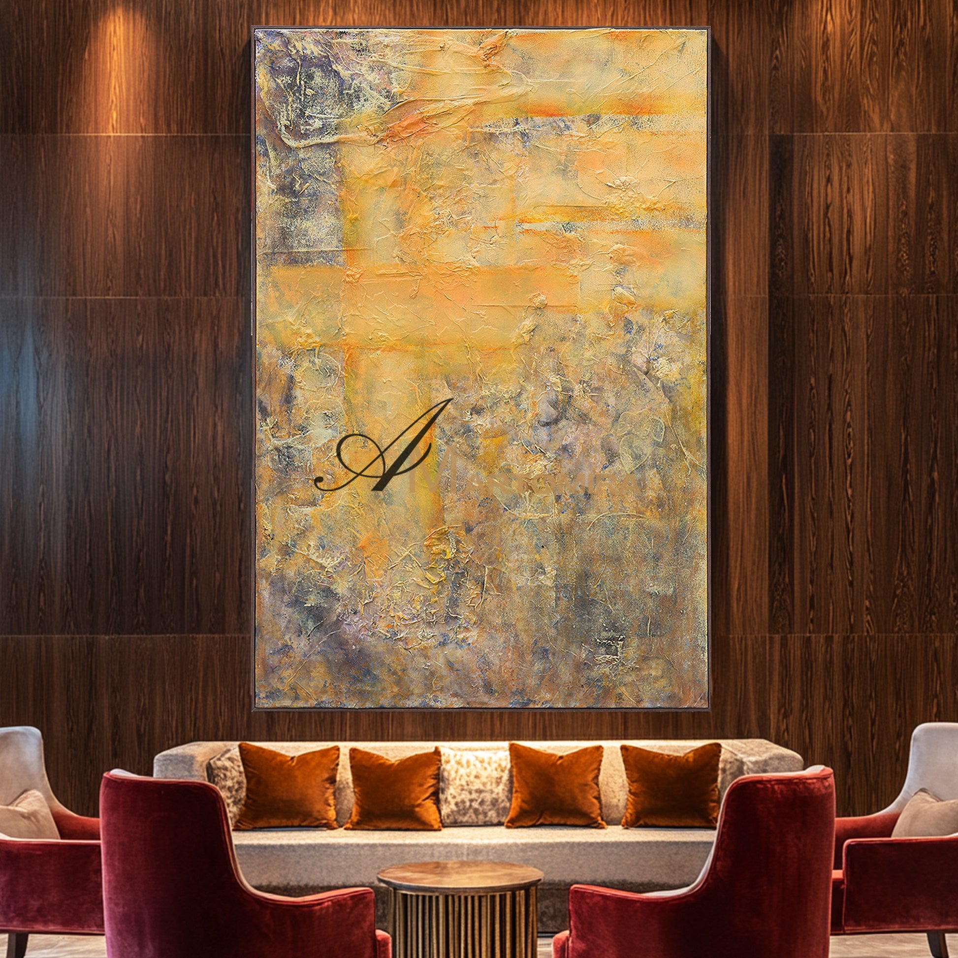 Textured Wall Art | Abstract Textured Canvas Art | Gold Acrylic Paint #DF034